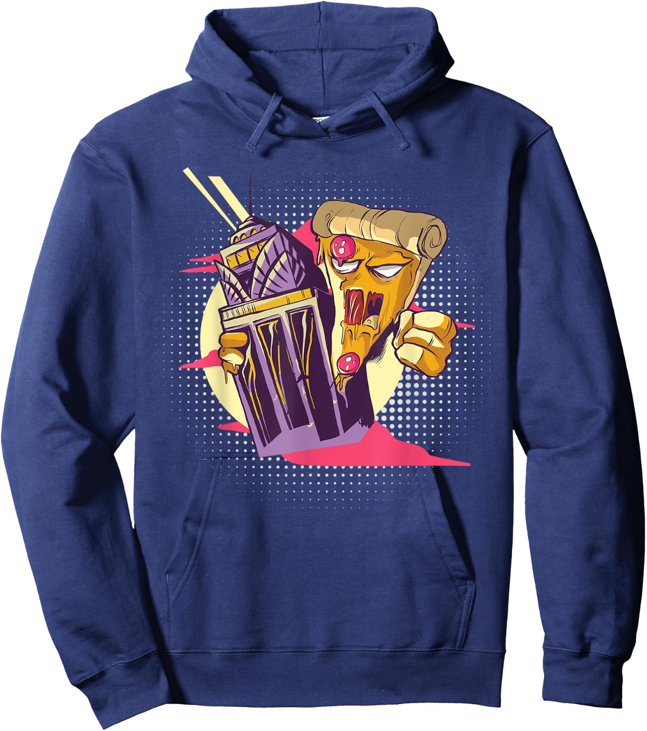 Pizzazilla Monster Pizza Eating Pizza Hoodie - Hoodie | Navy