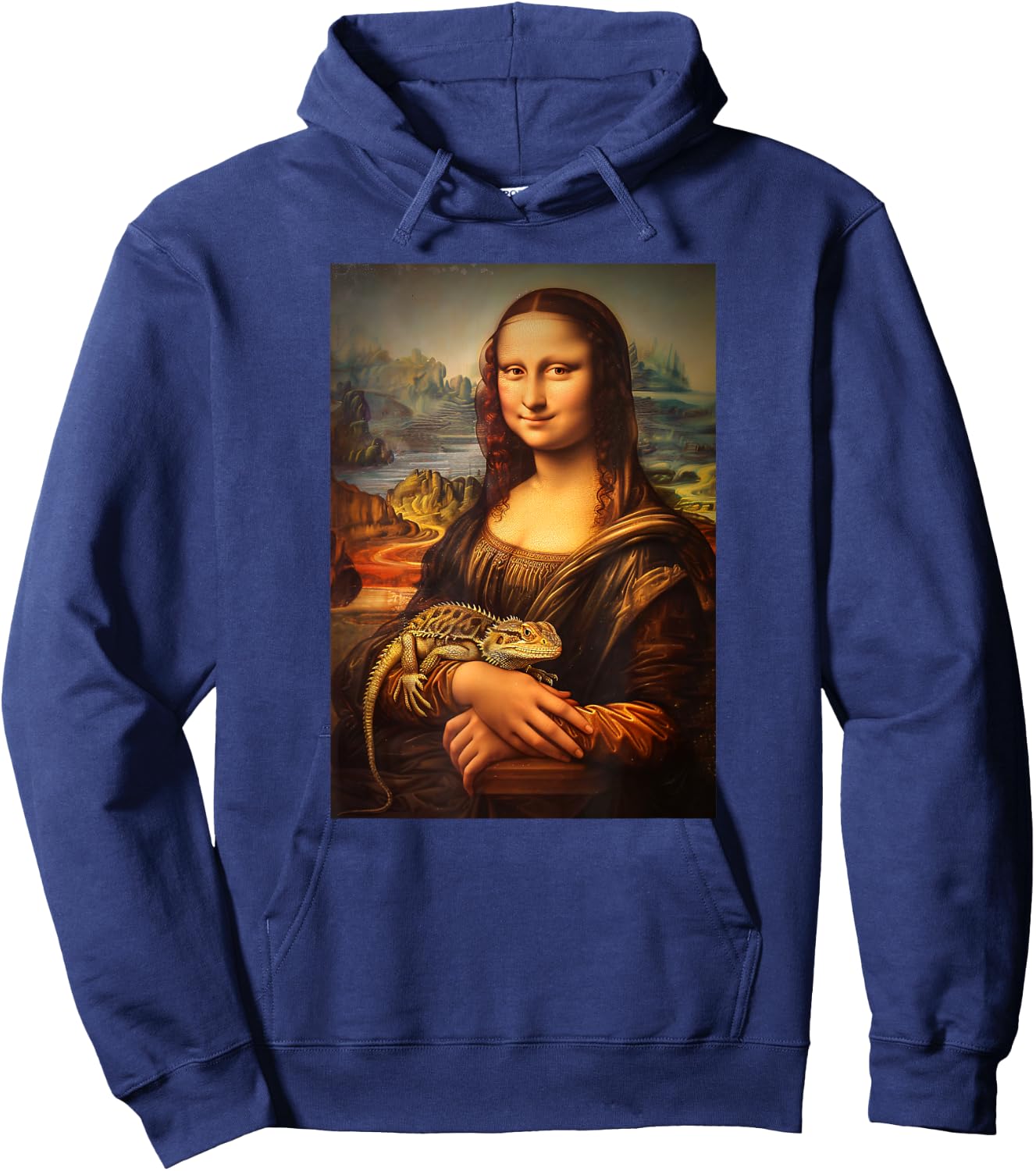 Bearded Dragon Mona Lisa Painting Art Mom Dad Hoodie - Hoodie | Navy