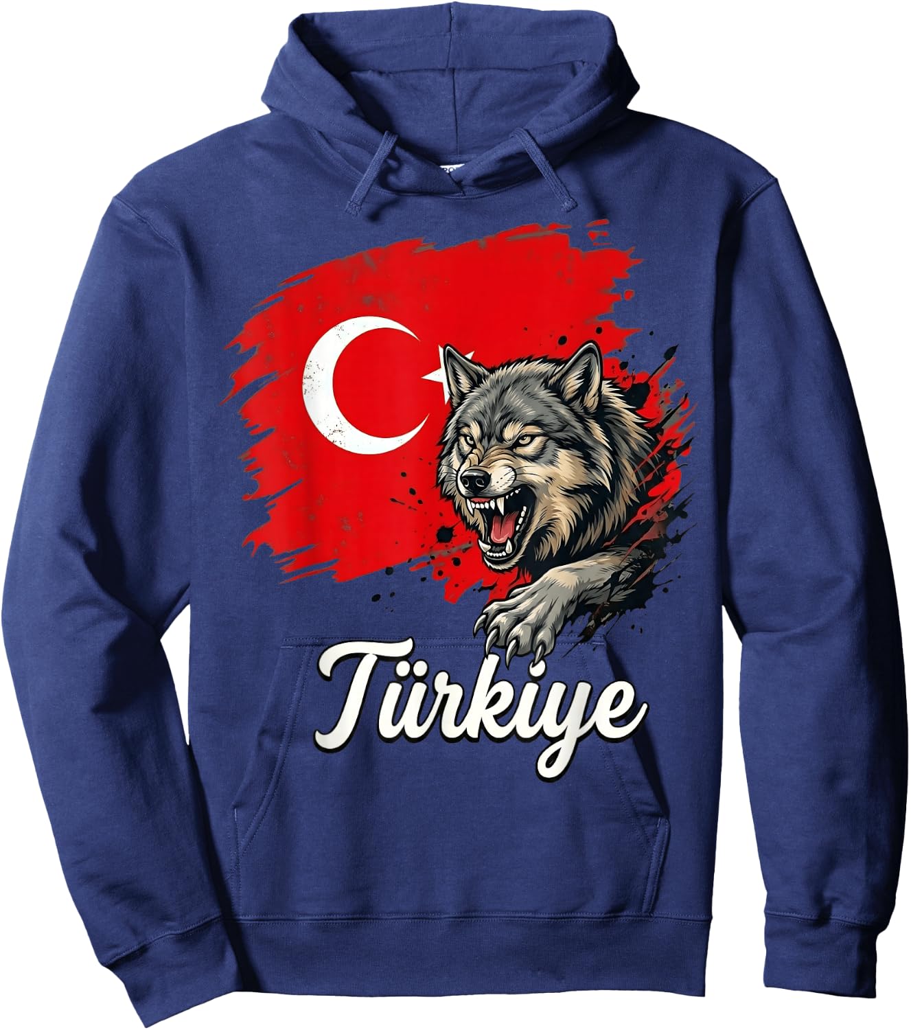 Fierce Wolf Türkiye Flagge Patriot Türkei Hoodie - Hoodie | Navy