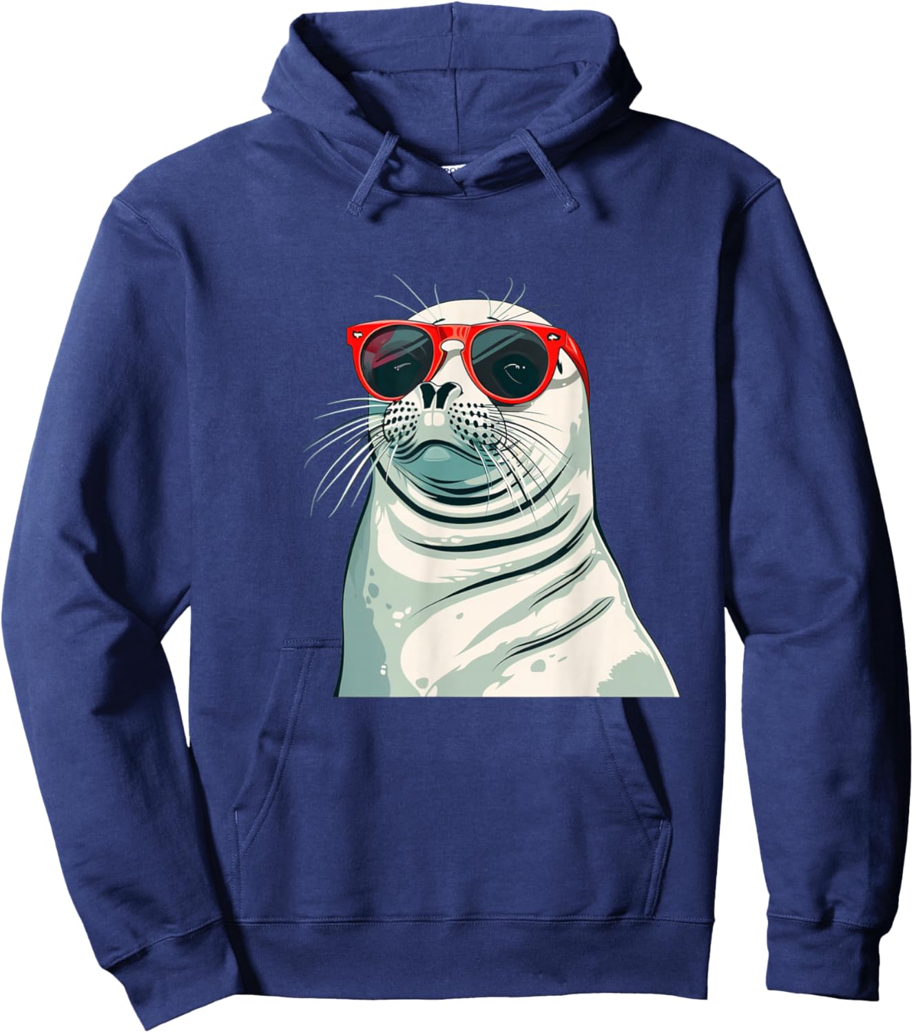 White seal with red sunglasses costume Hoodie - Hoodie | Navy