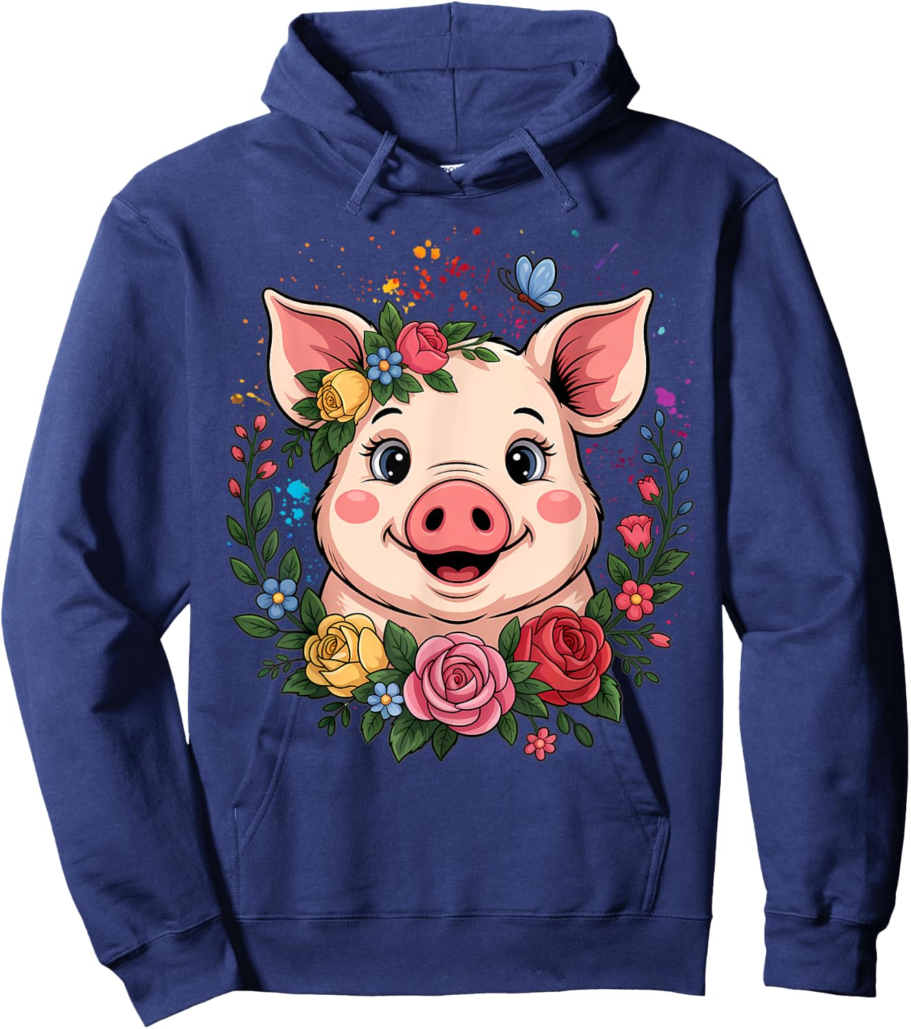 Cute Pig Lover Art Girls Unique Piggy Related Hoodie - Hoodie | Navy