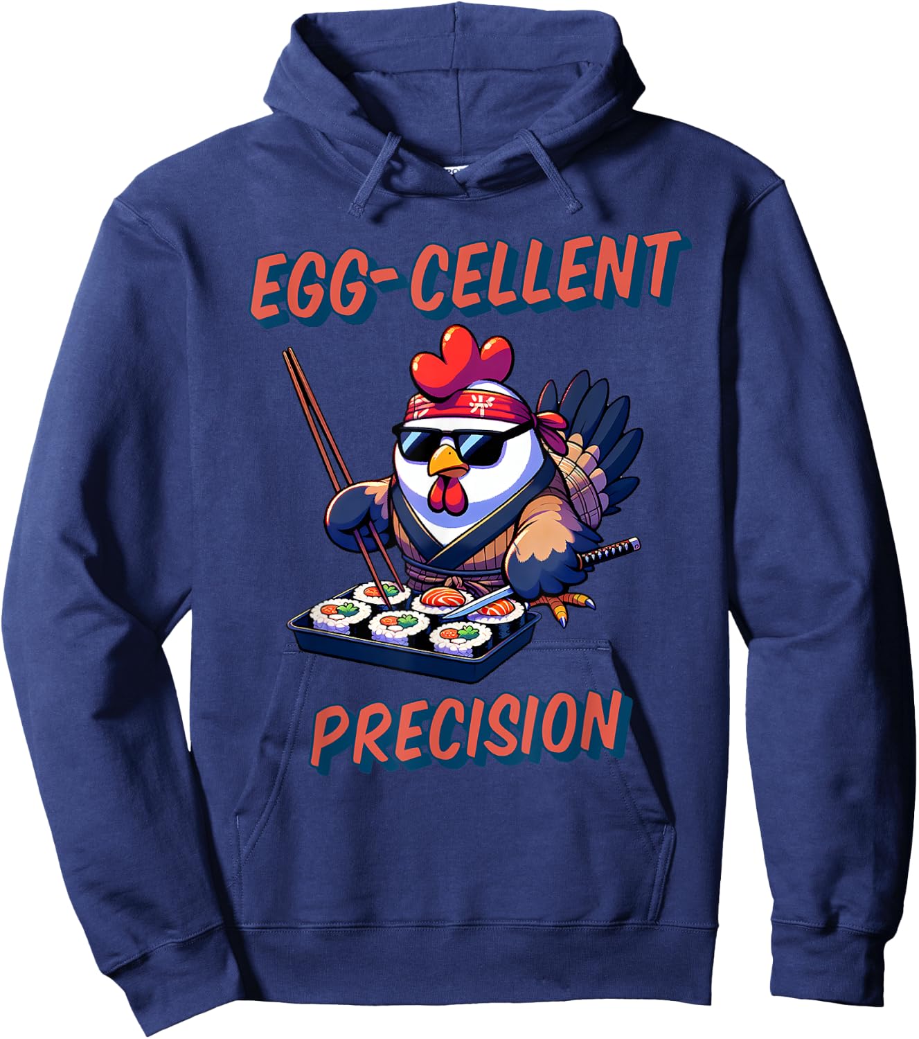Funny cute Anime Ninja Chicken Sushi Eggcellent Hoodie - Hoodie | Navy