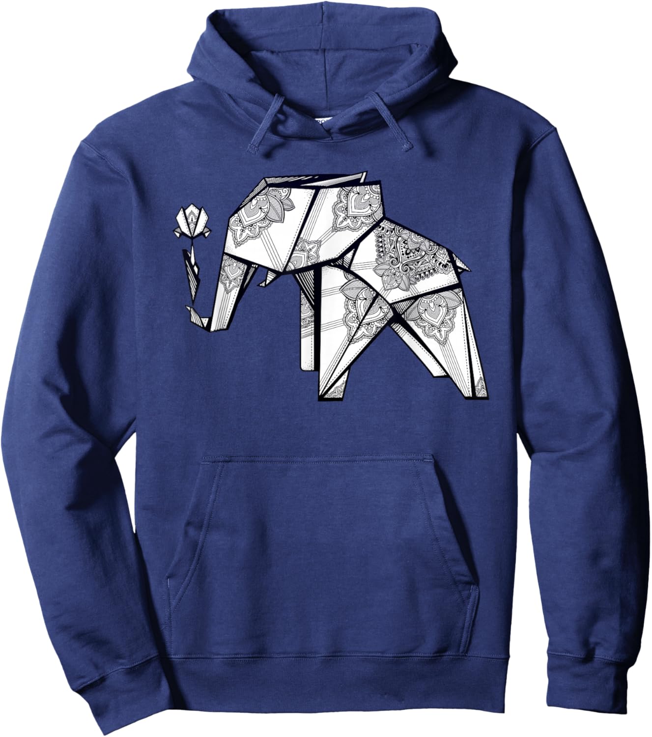 Stay Weird - Origami Elephant - Geometric Boho Hoodie - Hoodie | Navy