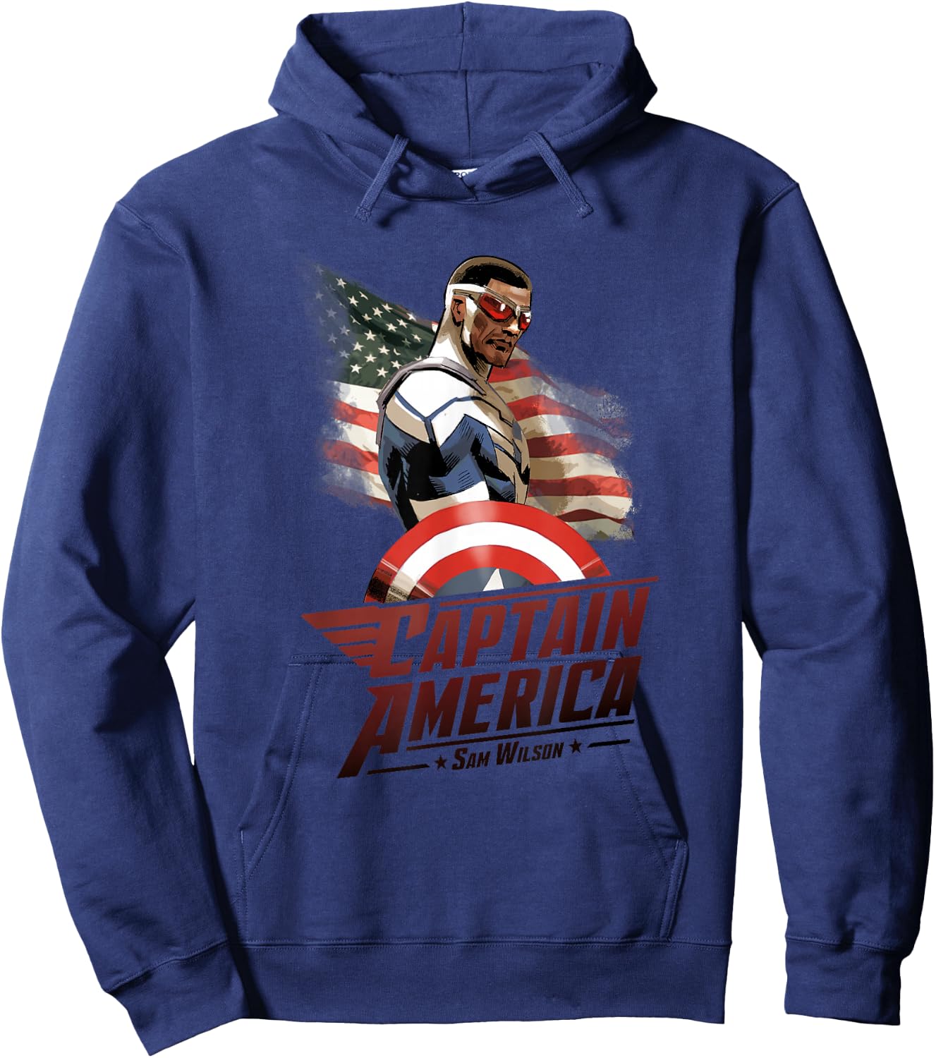 Marvel Avengers Sam Wilson Captain America Flag Hoodie - Hoodie | Navy
