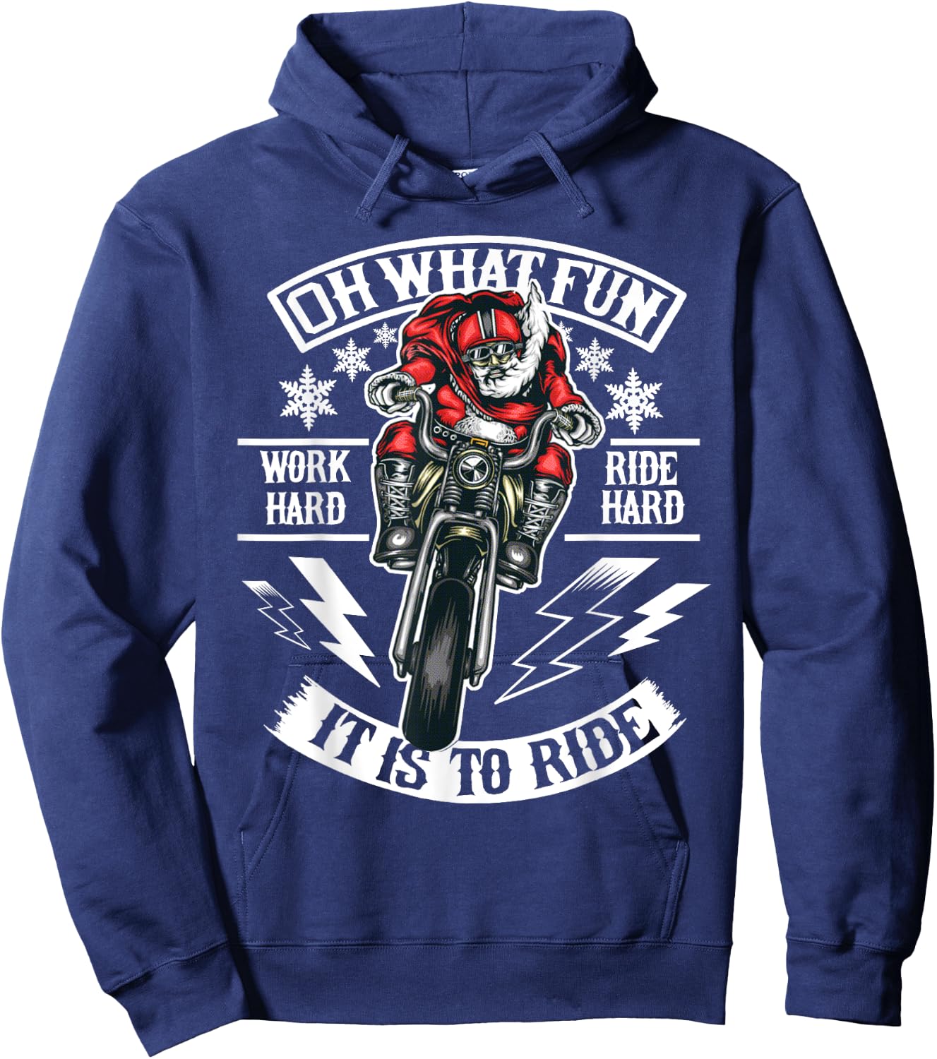 Christmas Motorcycle Santa Biker Hoodie - Hoodie | Navy