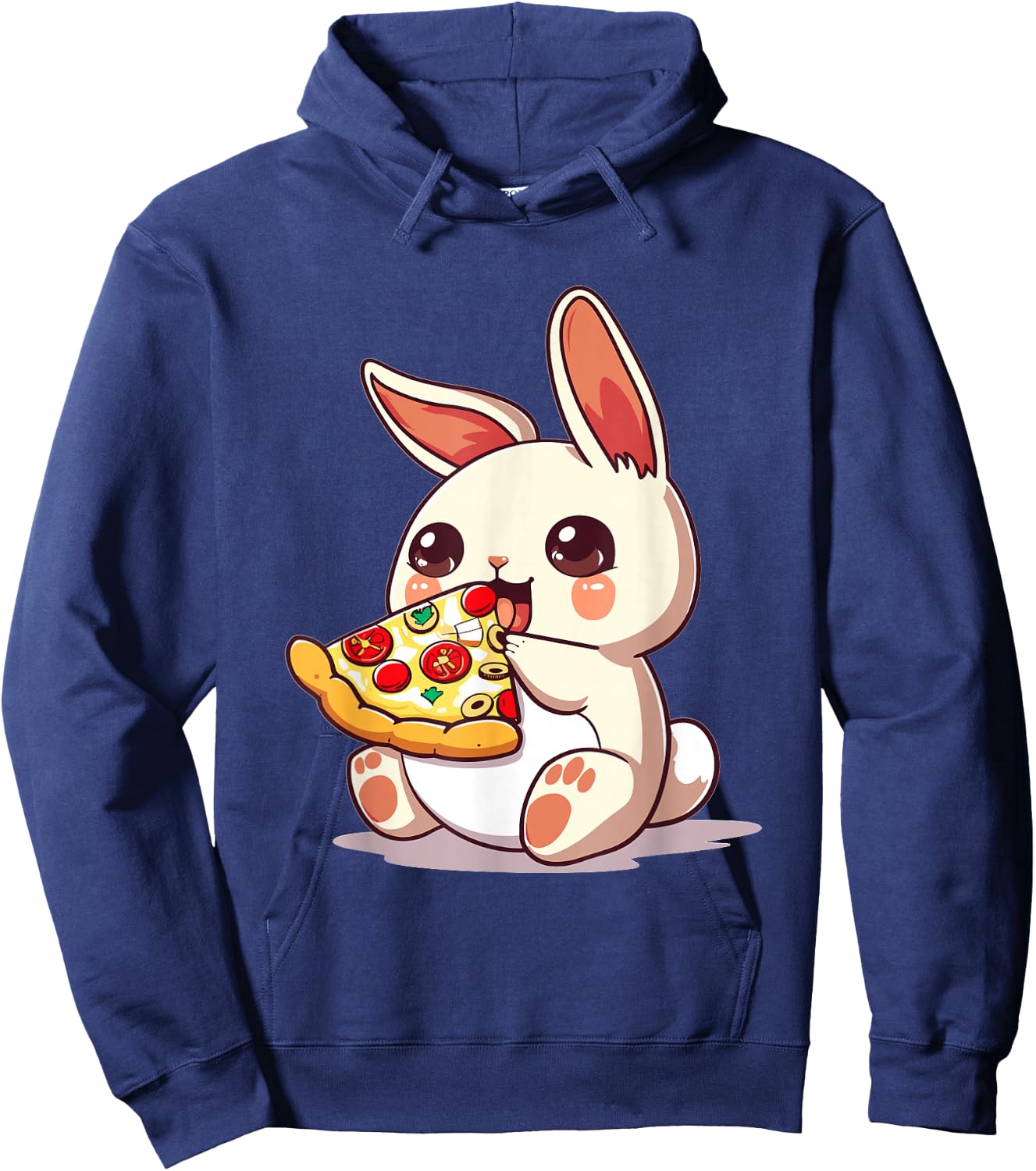 Funny Bunny Rabbit eating Pizza Graphic Hoodie - Hoodie | Navy