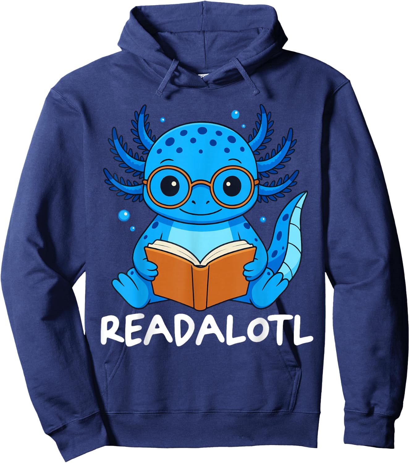 Readalotl Axolotl Reading Hoodie - Hoodie | Navy