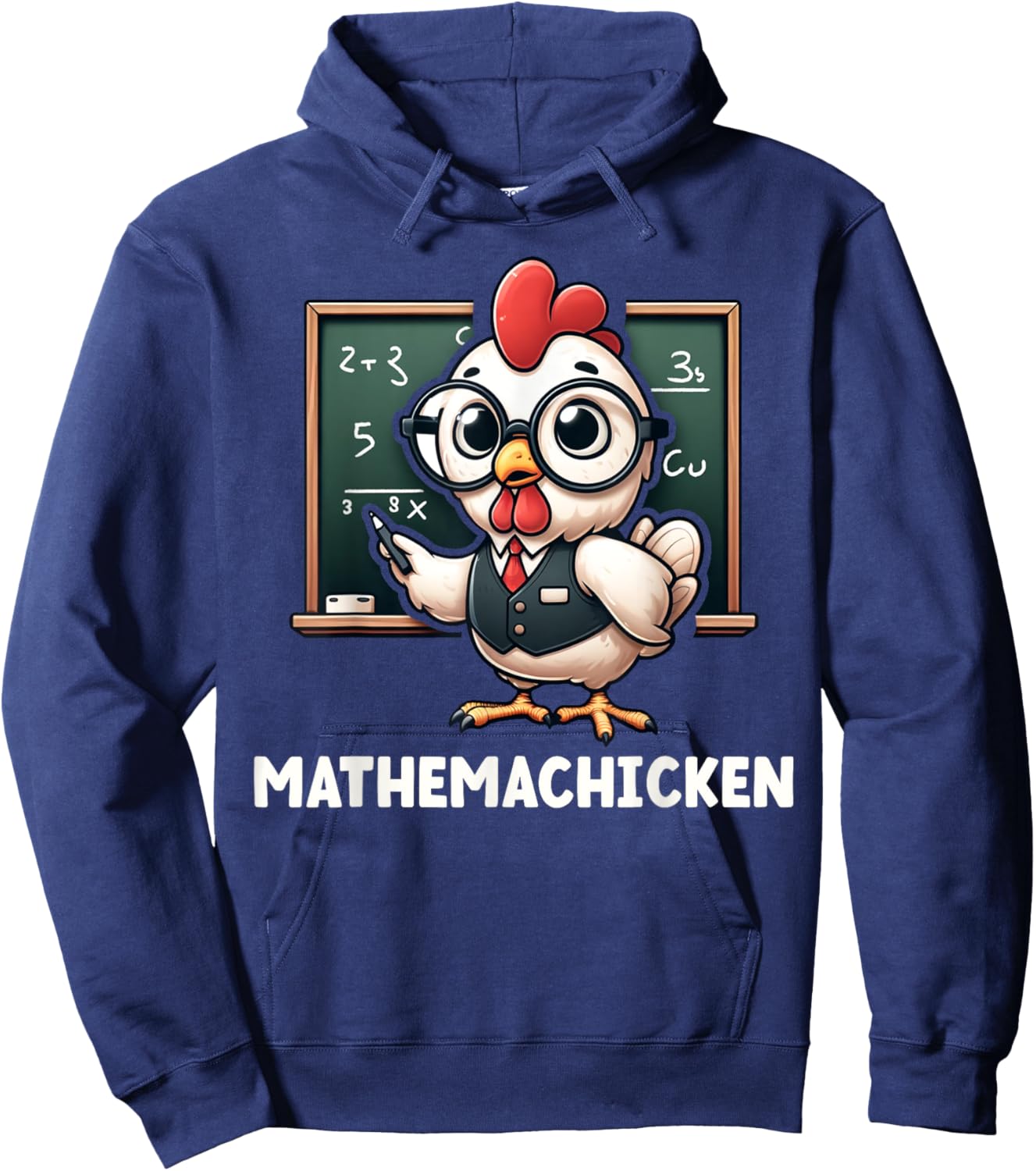 Funny Math Teacher Chicken Mathemachicken Pun Hoodie - Hoodie | Navy