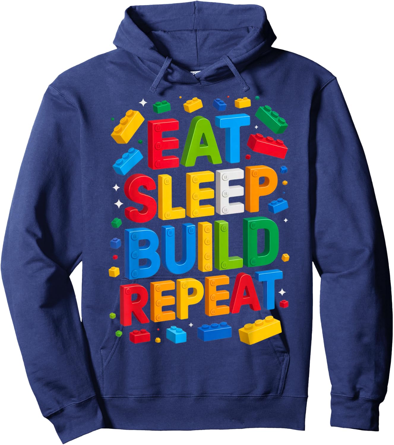 EAT Sleep Build Repeat Bausteine, Bausteine Hoodie - Hoodie | Navy