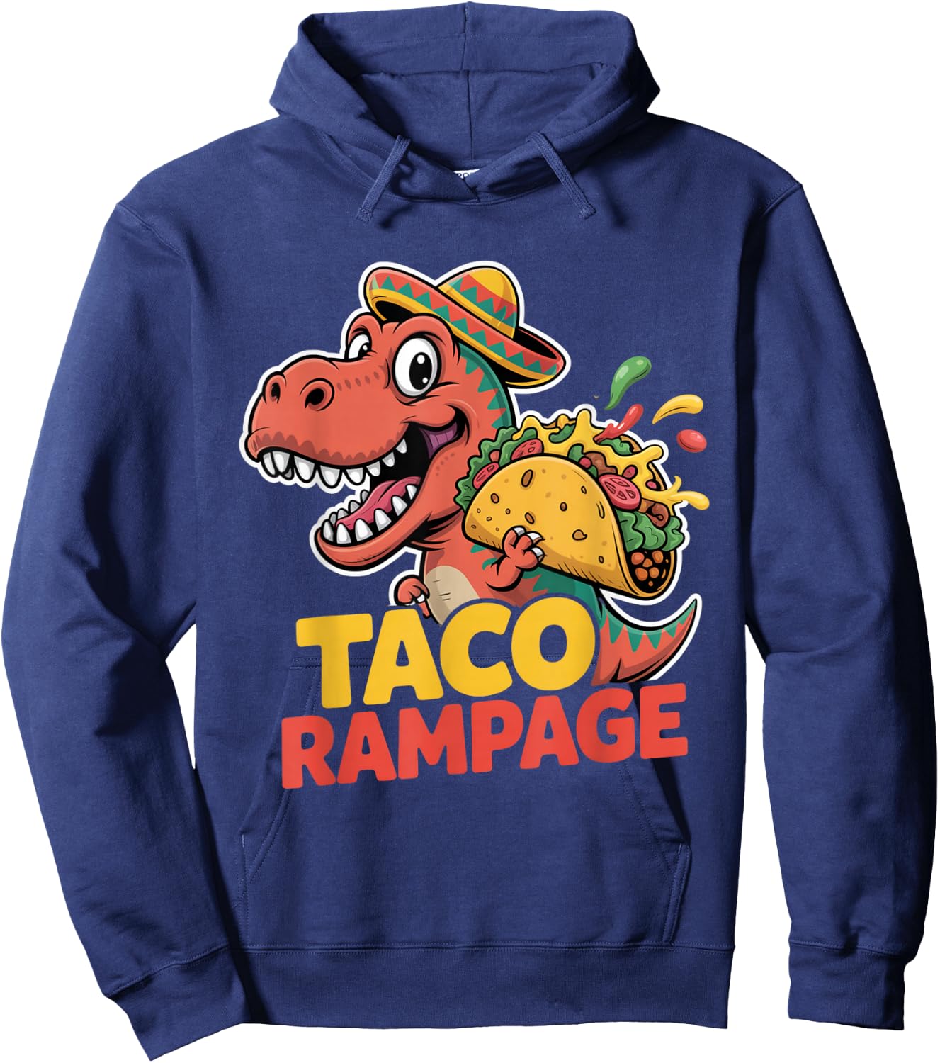 T Rex Taco Rampage Cinco De Mayo Funny Dino Hoodie - Hoodie | Navy