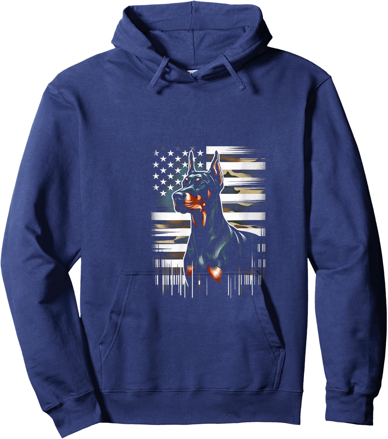 Doberman American Flag USA Flag Hoodie - Hoodie | Navy