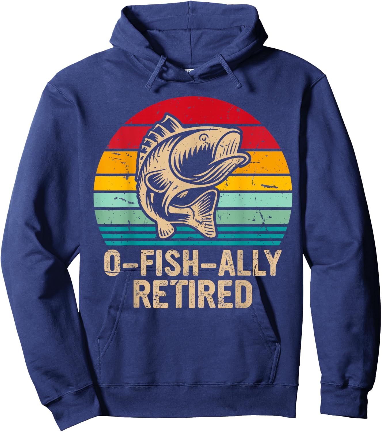 O-fish-ally Retired Retirement Fishing Vintage Hoodie - Hoodie | Navy