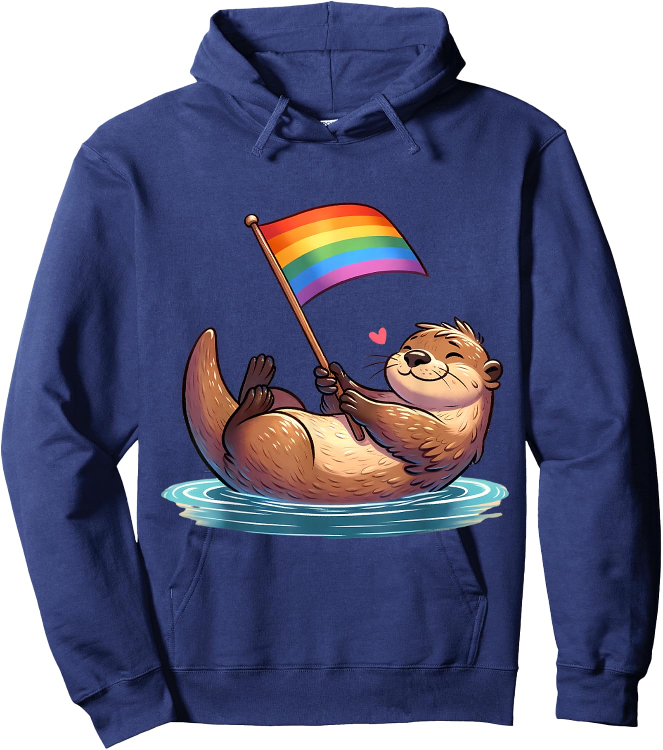Gay Otter LGBTQ Rainbow Flag Pride Animal Hoodie - Hoodie | Navy
