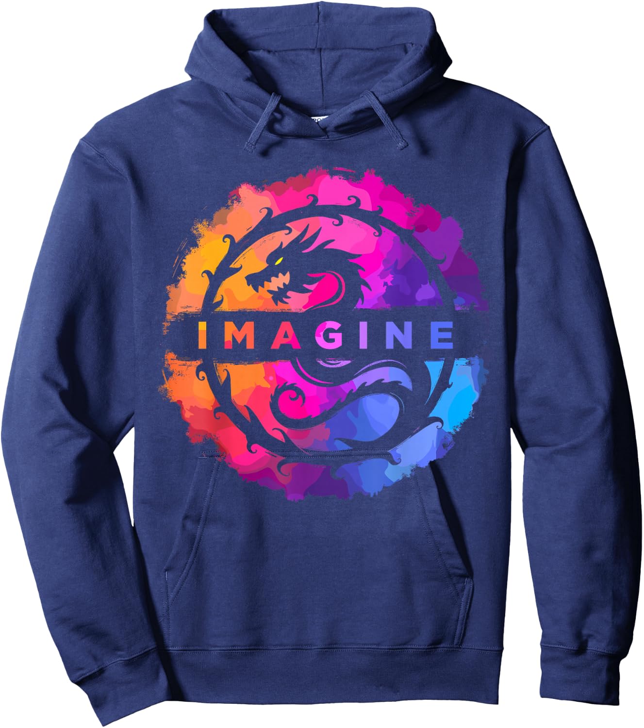Imagine Dragon Retro Colorful , Black, S Hoodie - Hoodie | Navy
