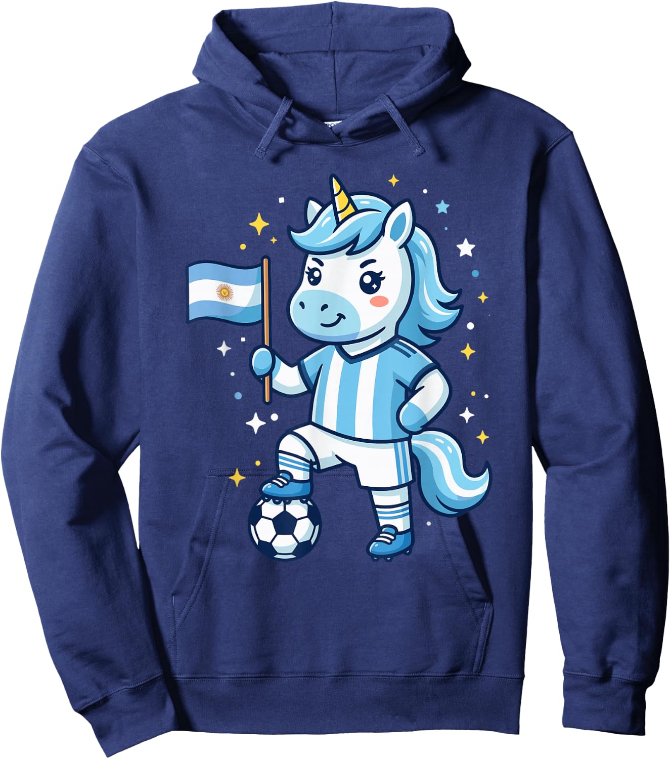 Argentina Flag Unicorn Cute Kawaii Argentinian Hoodie - Hoodie | Navy