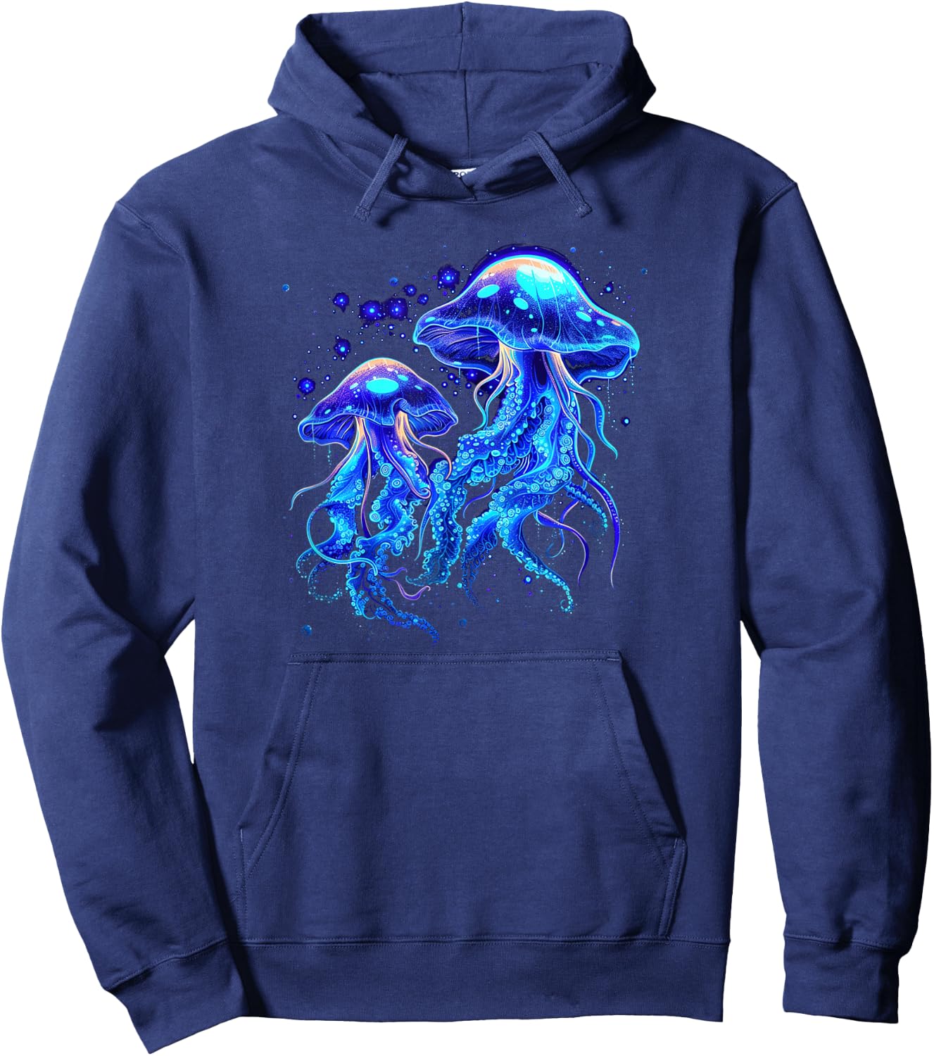 Bioluminescent Luminous Jellyfish , black Hoodie - Hoodie | Navy