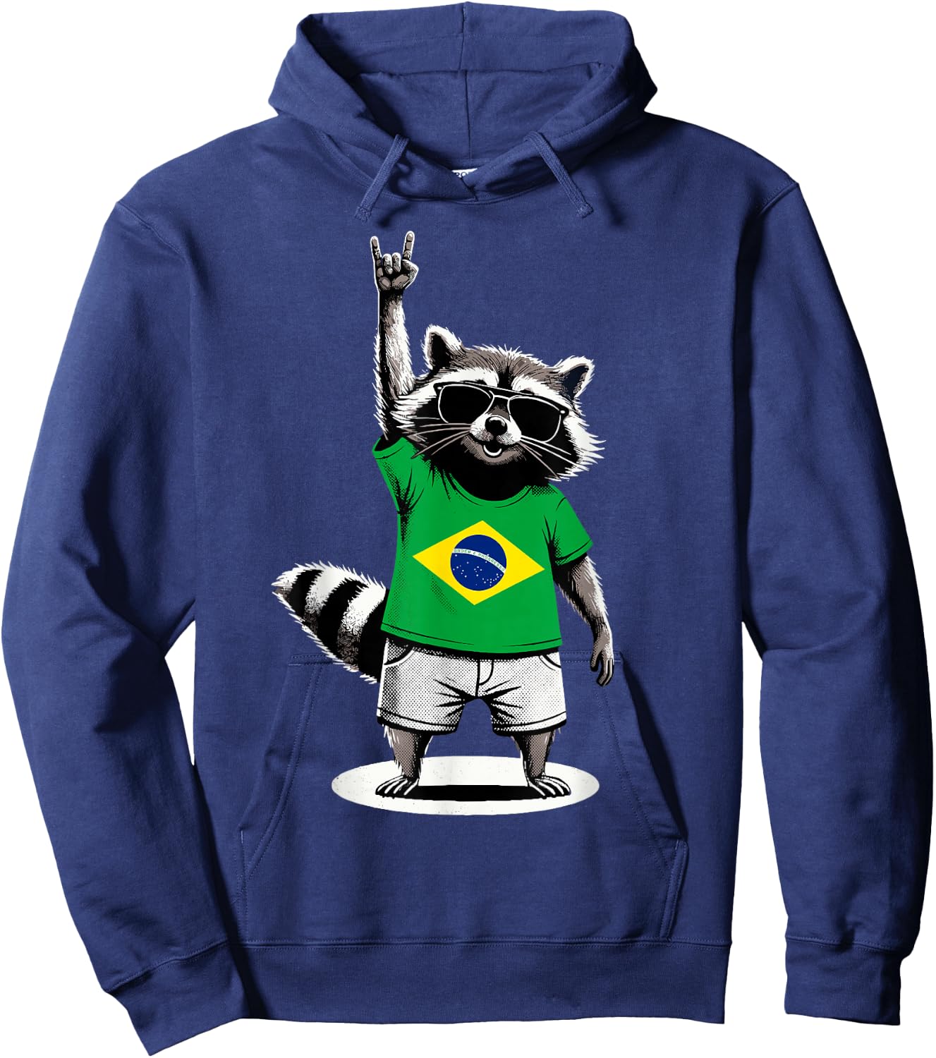 Brasilianische Flagge Waschbär Lustig Brasilien Hoodie - Hoodie | Navy