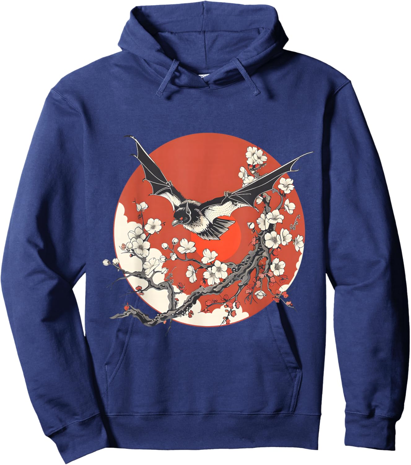 Japanese Cherry Blossom Aesthetic Bat Hoodie - Hoodie | Navy
