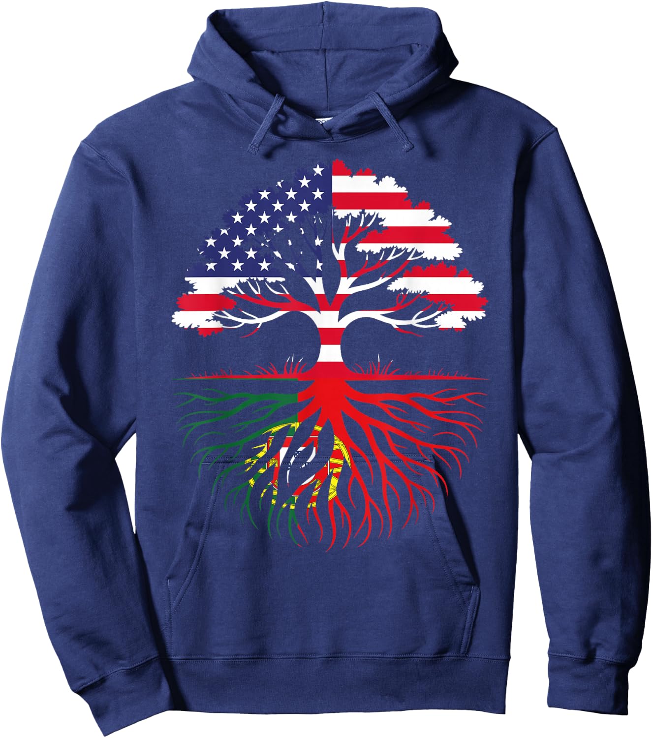 American Grown Portuguese Roots Flag Heritage Hoodie - Hoodie | Navy