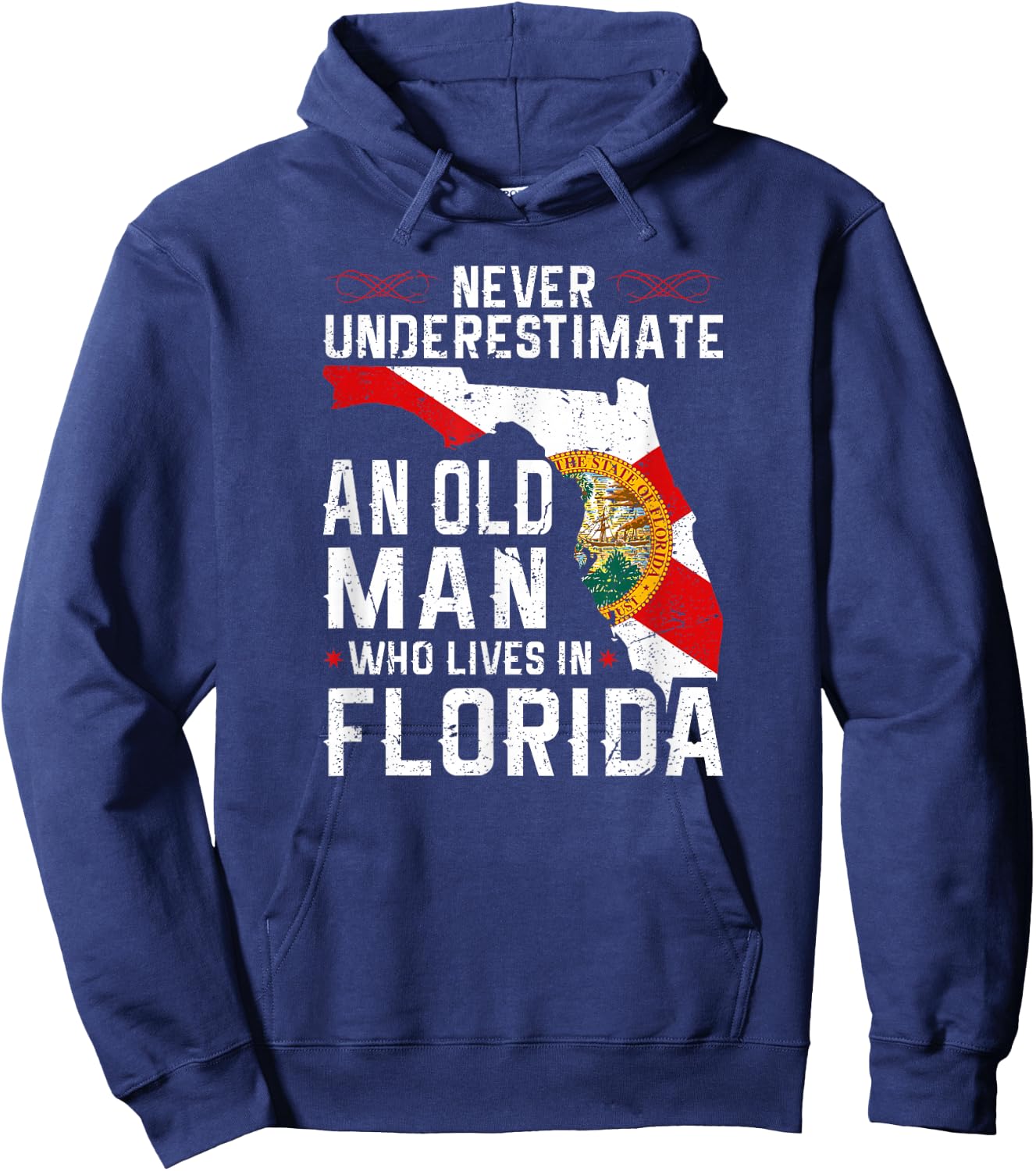 Flag Florida Home Old Man Flo Grown Hoodie - Hoodie | Navy