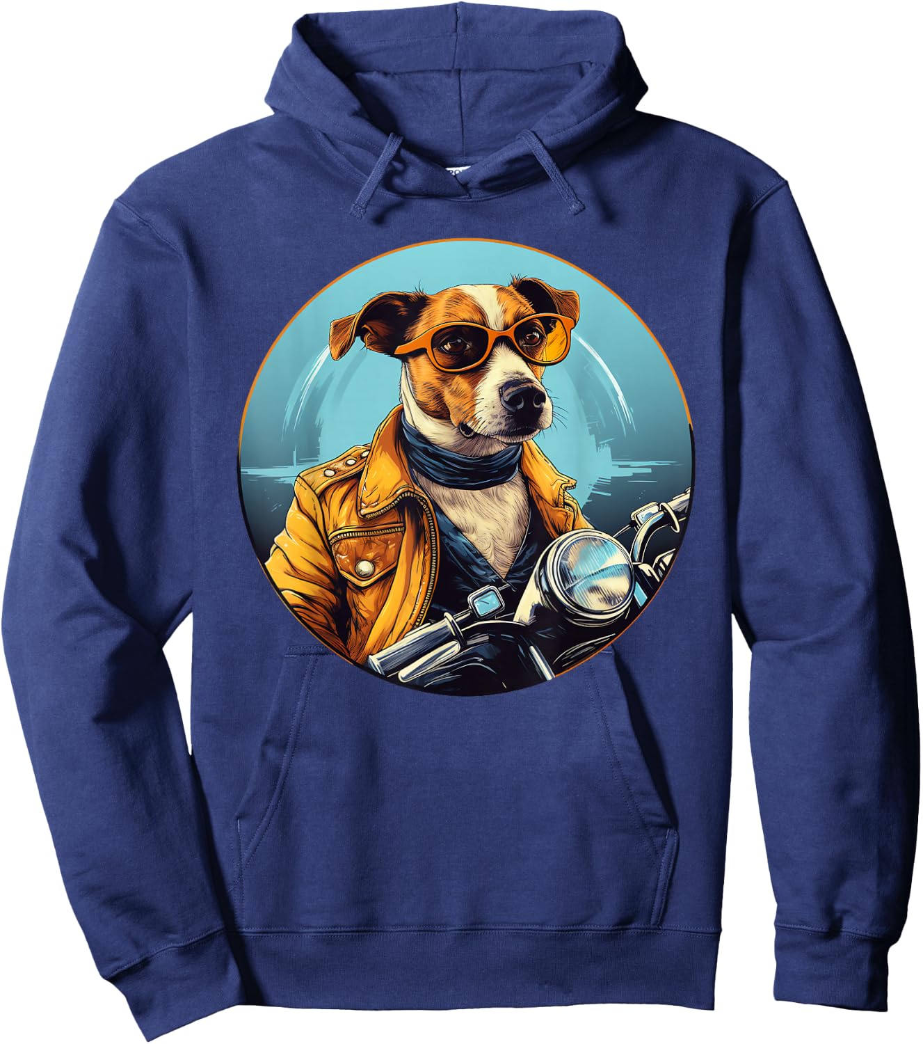 Jack Russell Terrier Biker Funny Dog Motorcycle Hoodie - Hoodie | Navy