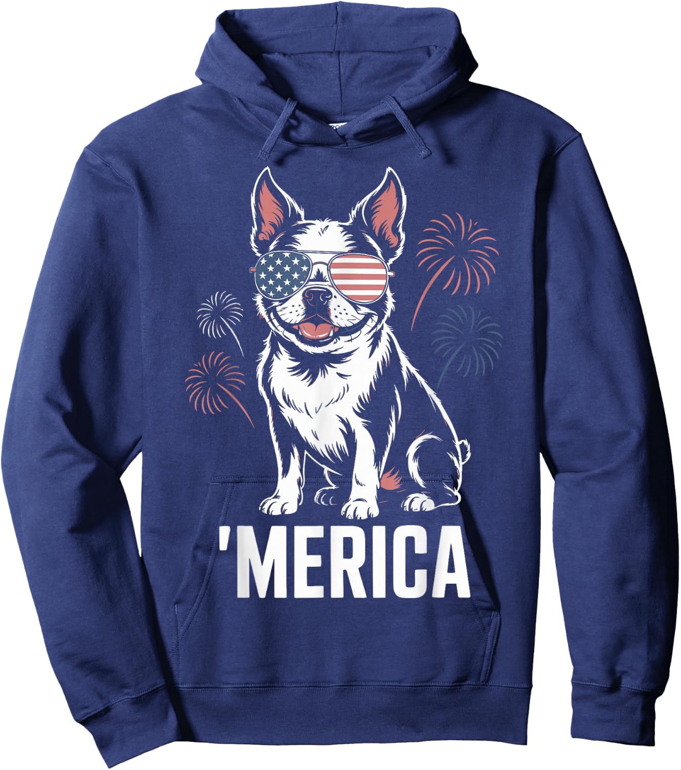 Boston Terrier 4th of July ‘Merica Patriotic Hoodie - Hoodie | Navy
