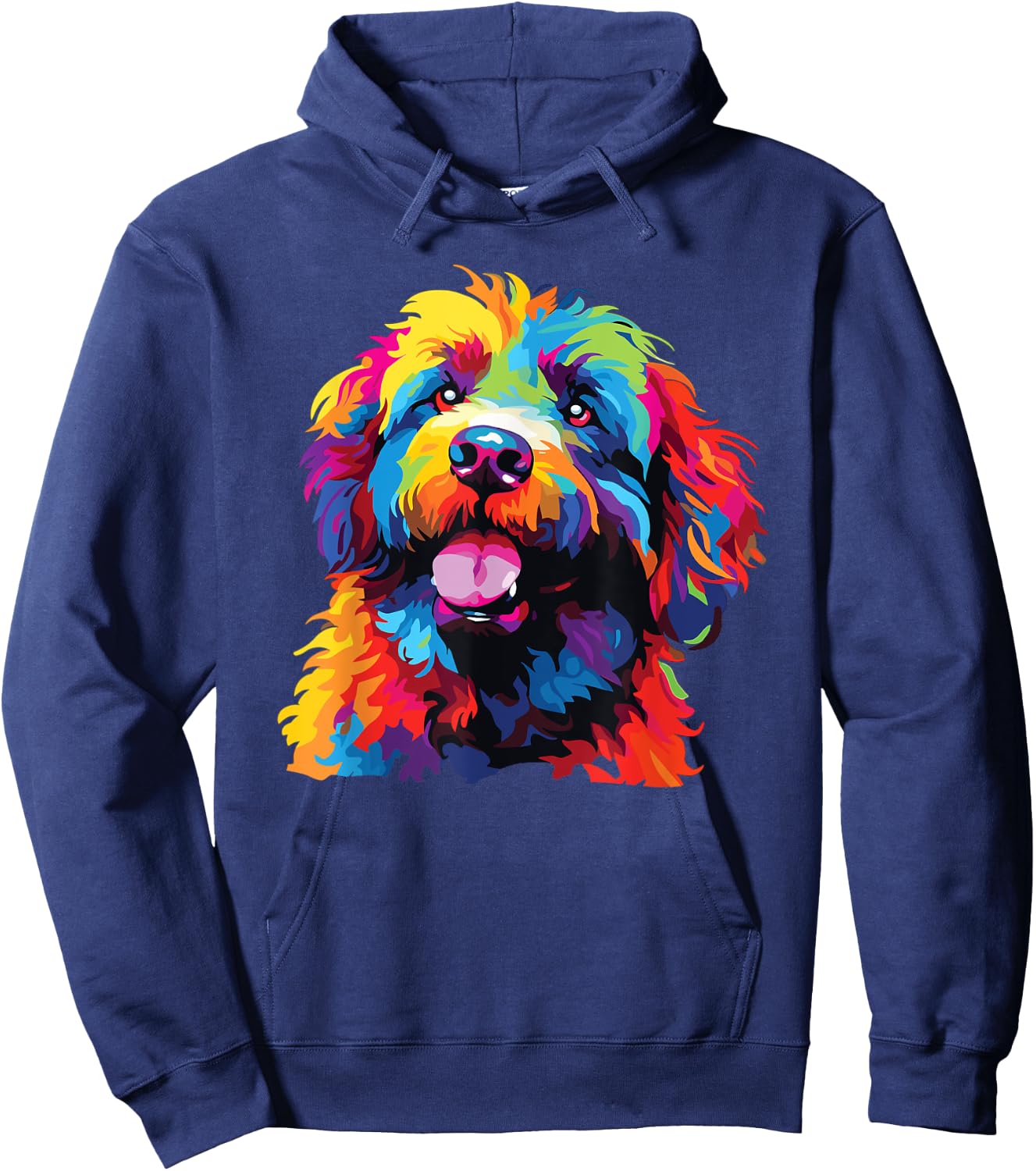 Watercolor Colorful Barbet Dog Hoodie - Hoodie | Navy
