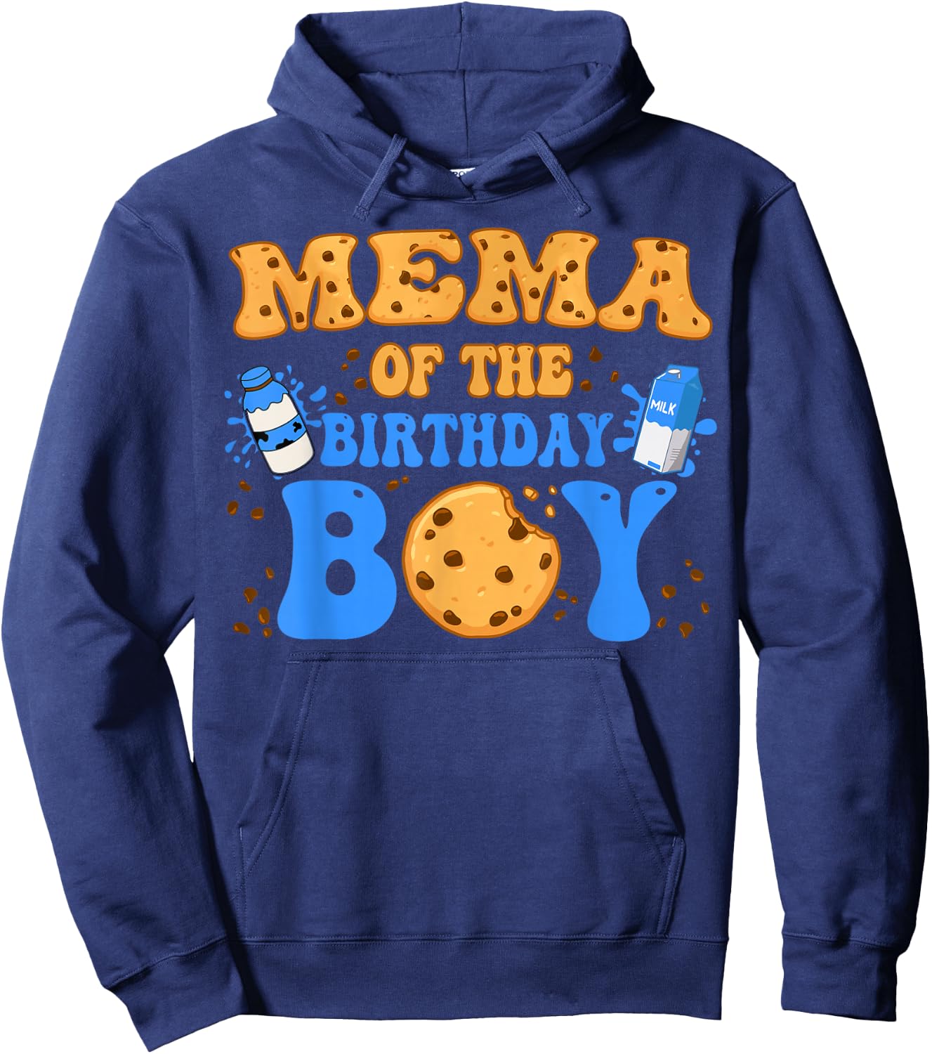 Mema Of The Birthday Boy Milk and Cookies Lover Hoodie - Hoodie | Navy