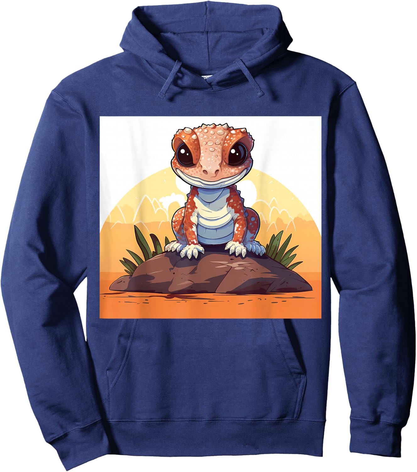 Retro Style African Fat-tailed Gecko Hoodie - Hoodie | Navy
