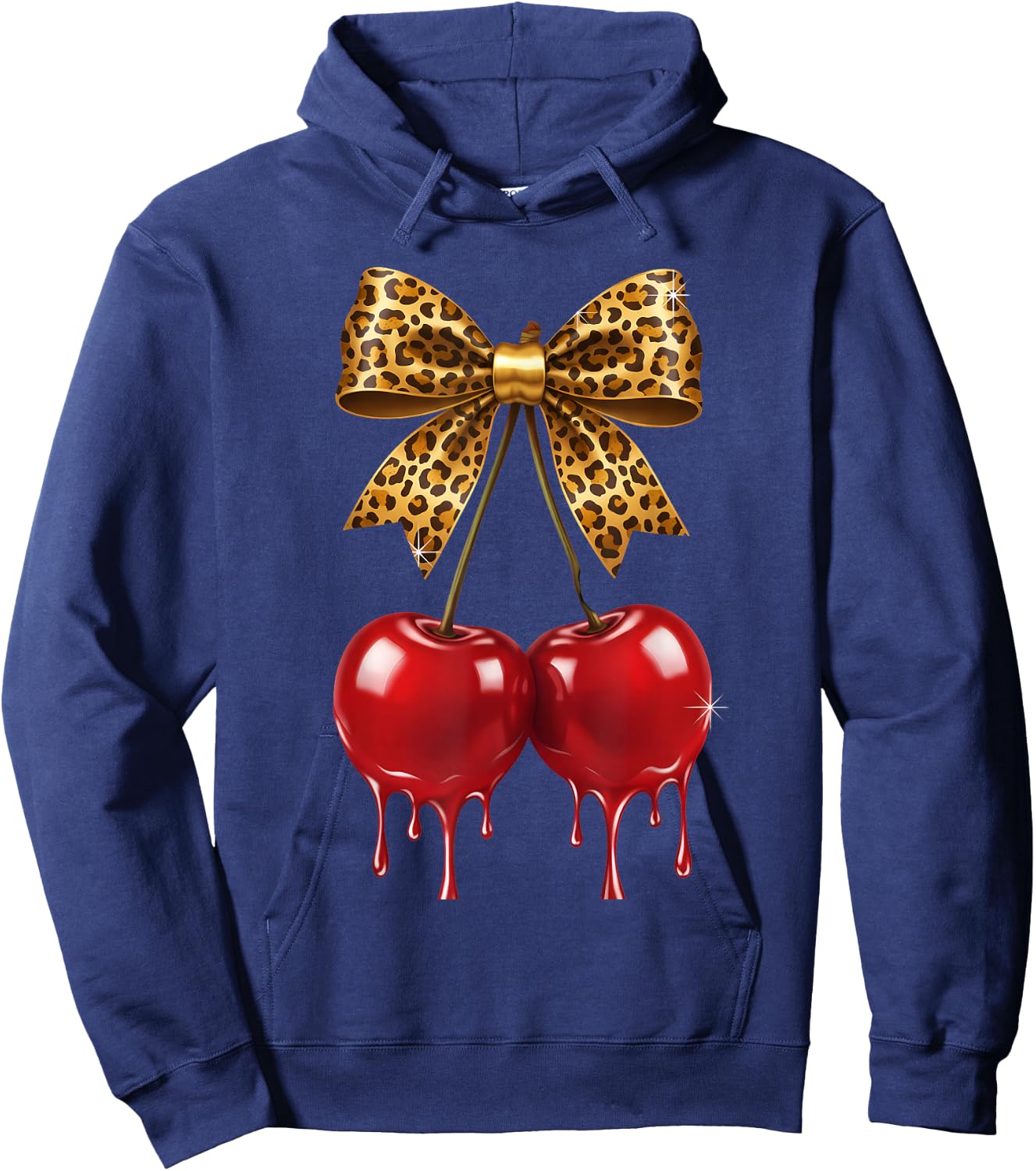 Cherry Bow Coquette Red Cherries Fruits Hoodie - Hoodie | Navy