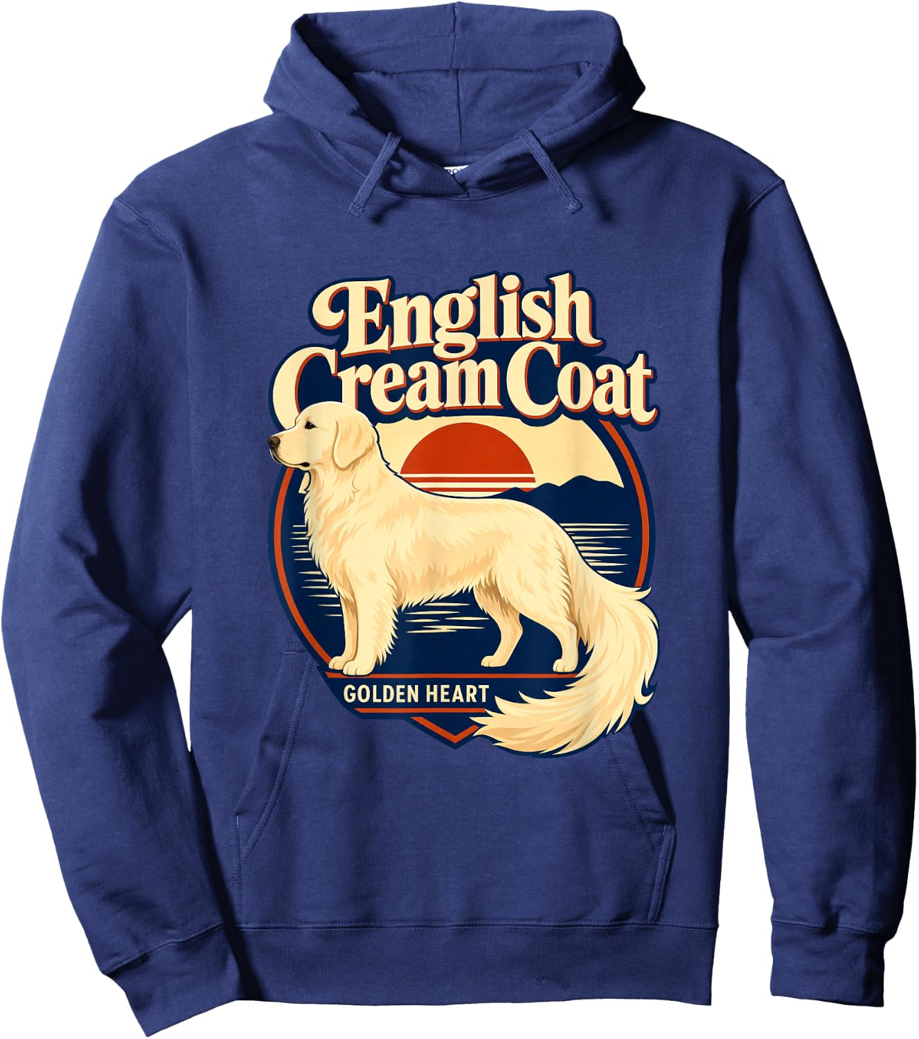English Cream Golden Retriever, Golden Heart Hoodie - Hoodie | Navy