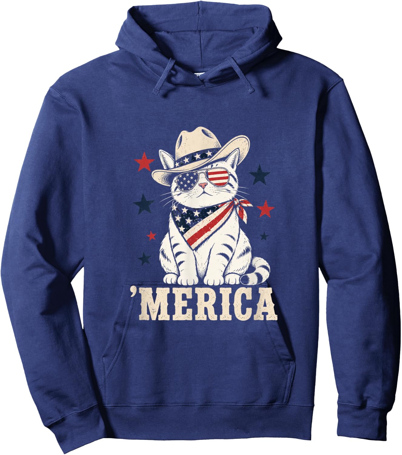 USA Merica Cat 4th of July Funny Patriotic Hoodie - Hoodie | Navy