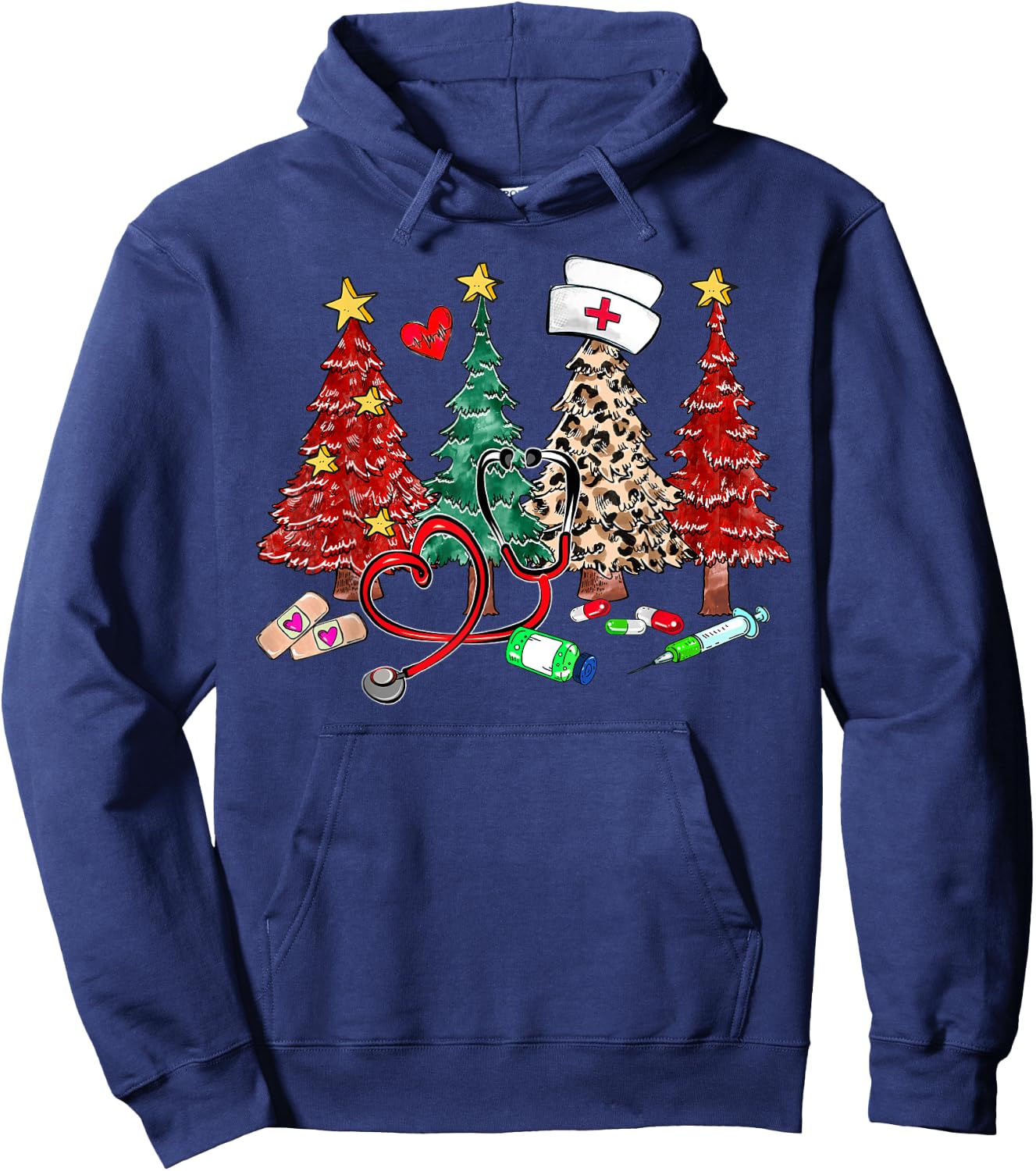 Christmas Nurse , Nurse Christmas Shirt Gift Hoodie - Hoodie | Navy