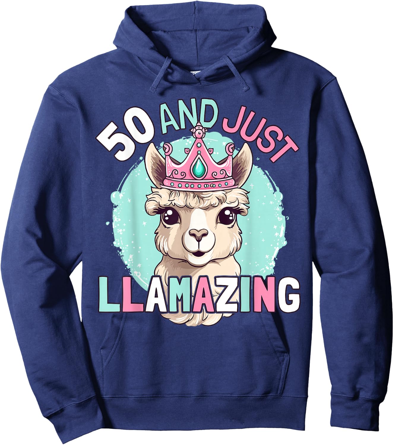 50th Birthday Llama Lover Funny Age 50 Years Hoodie - Hoodie | Navy