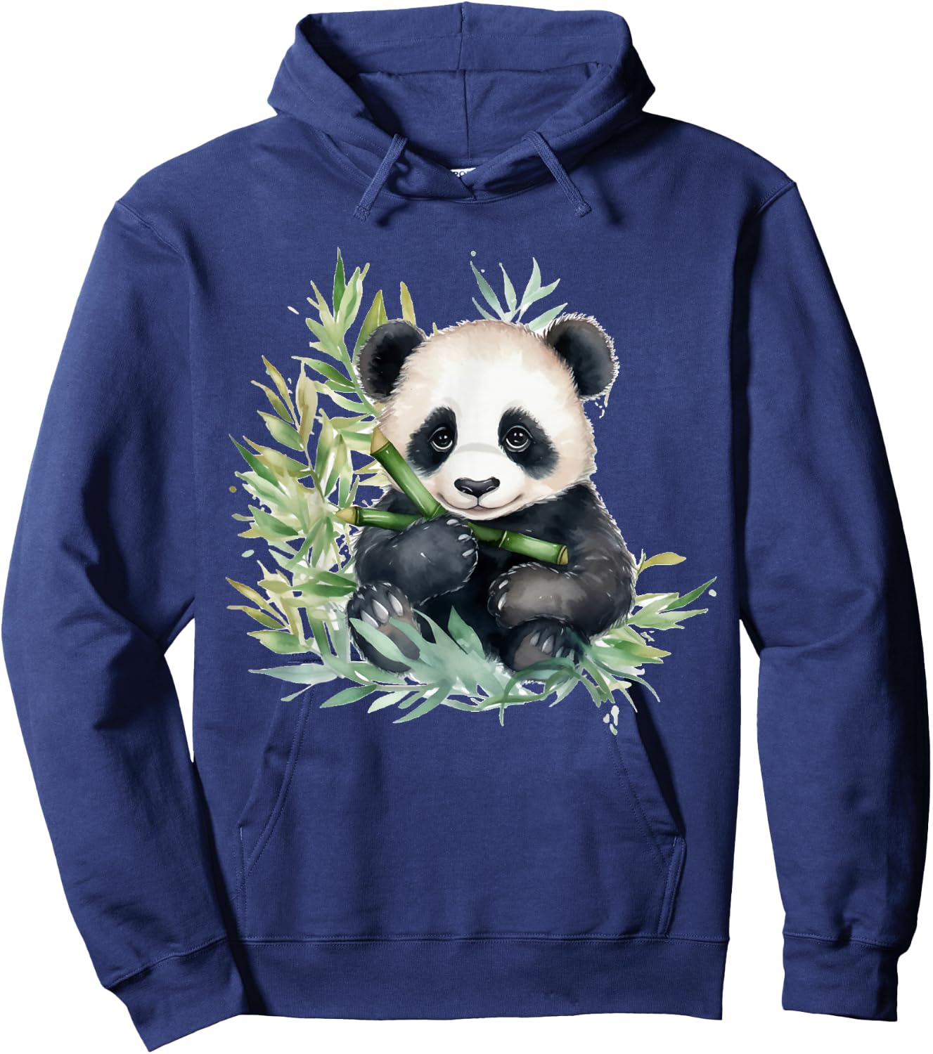 Watercolor Panda , Small, Black Hoodie - Hoodie | Navy