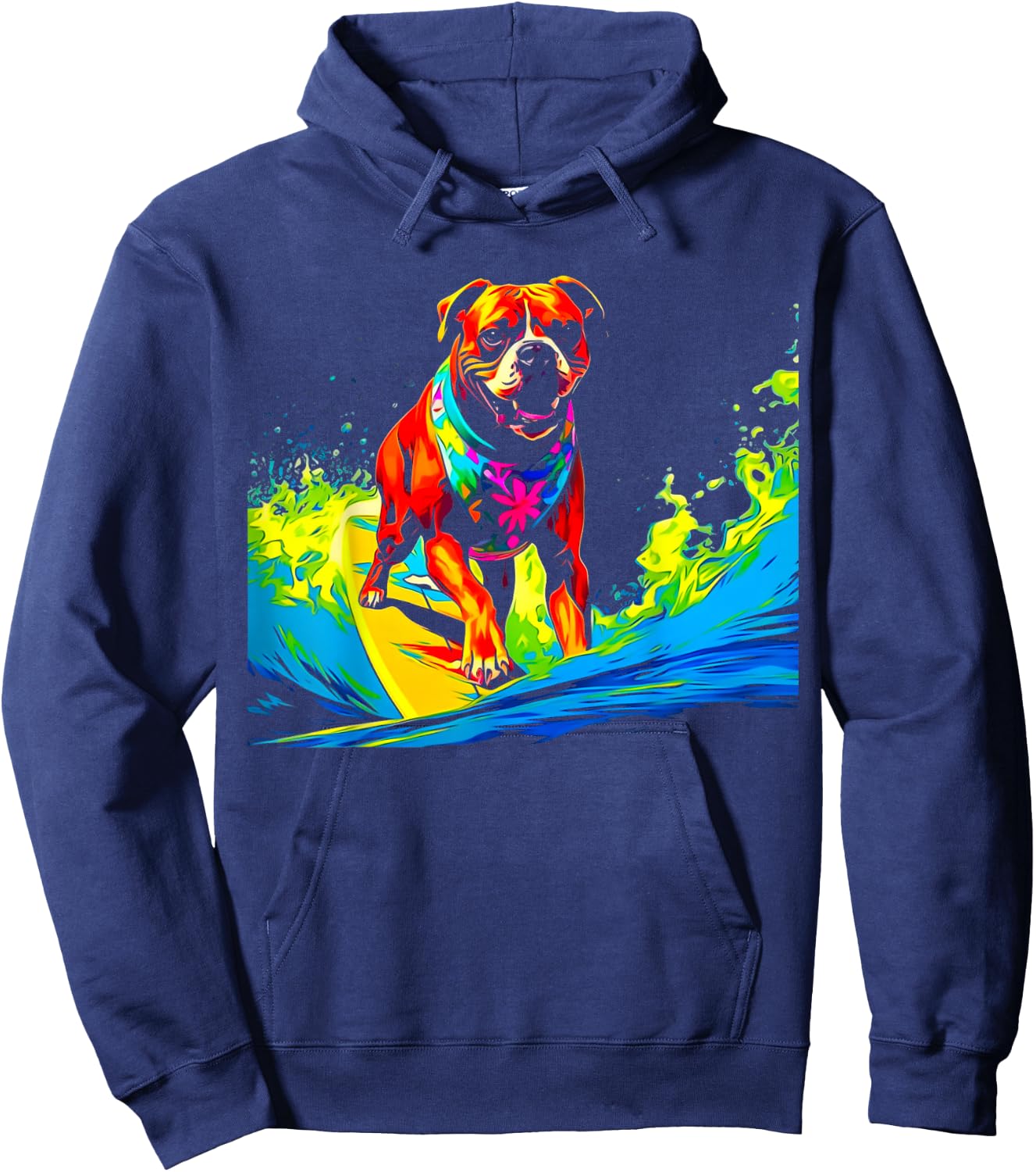 Boxer Dog Pop Art Surf Hoodie - Hoodie | Navy