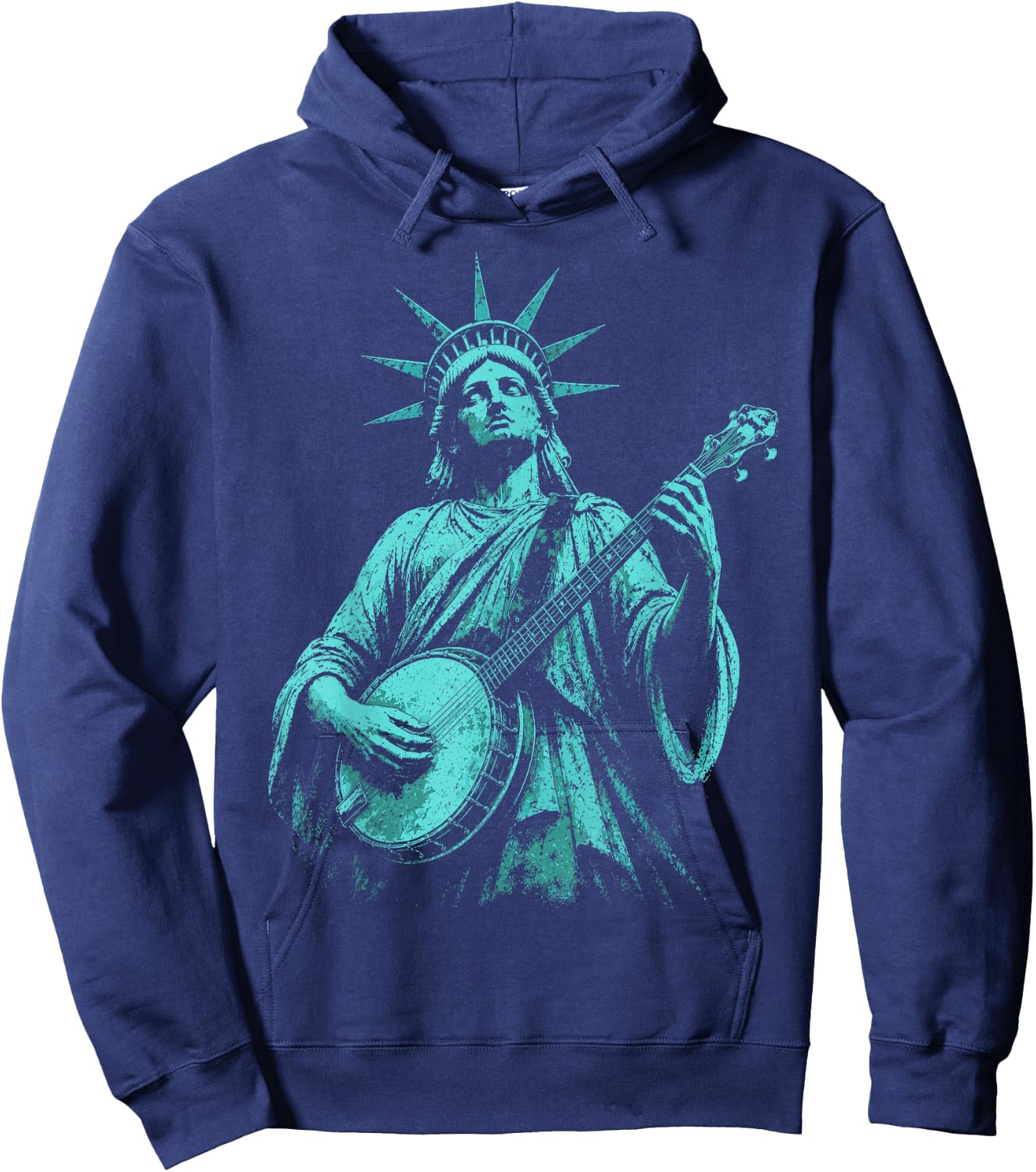 4th of July Statue of Liberty Banjo 1776 2026 Hoodie - Hoodie | Navy