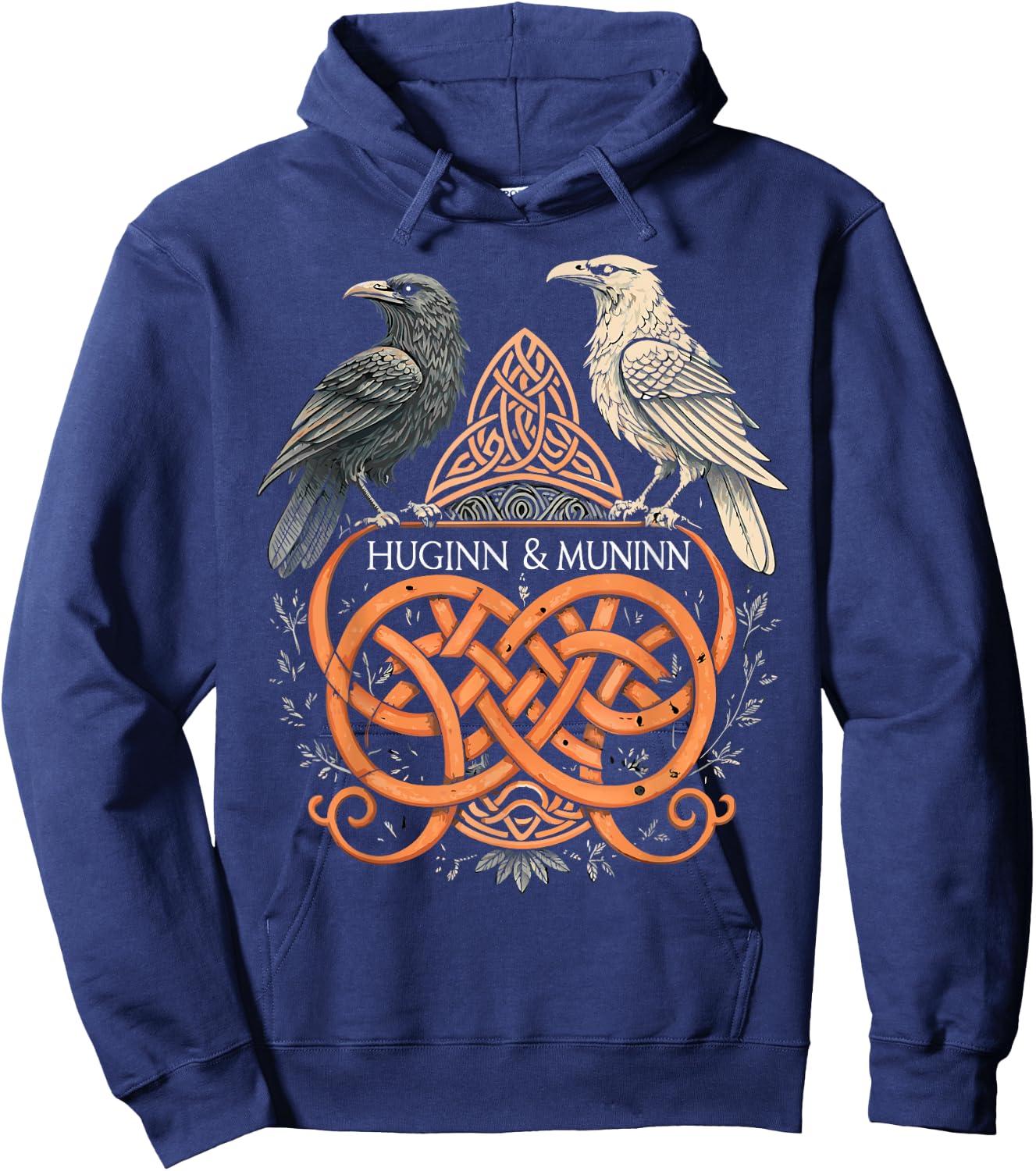 Celtic Knotwork Ravens – Huginn & Muninn Viking Hoodie - Hoodie | Navy