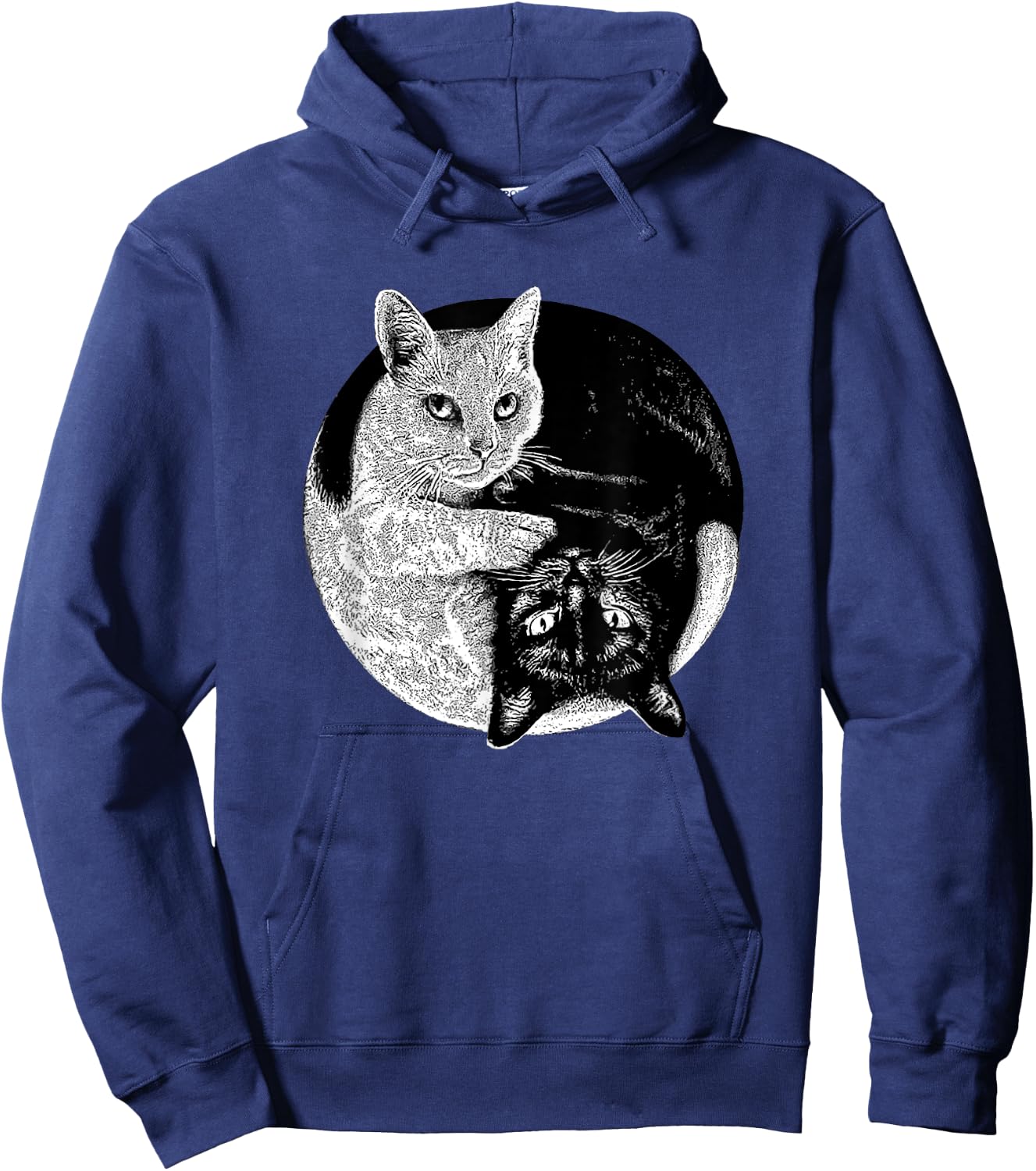 Yin and Yang Black and White Cats Pet Lover Hoodie - Hoodie | Navy