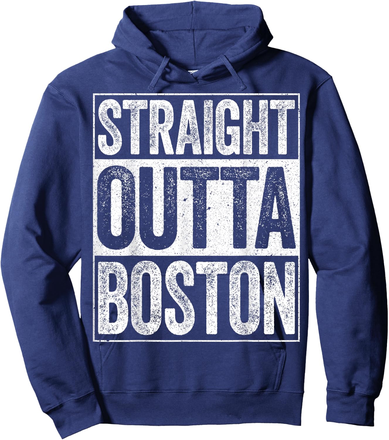 Straight Outta Boston Massachusetts State Shirt Hoodie - Hoodie | Navy