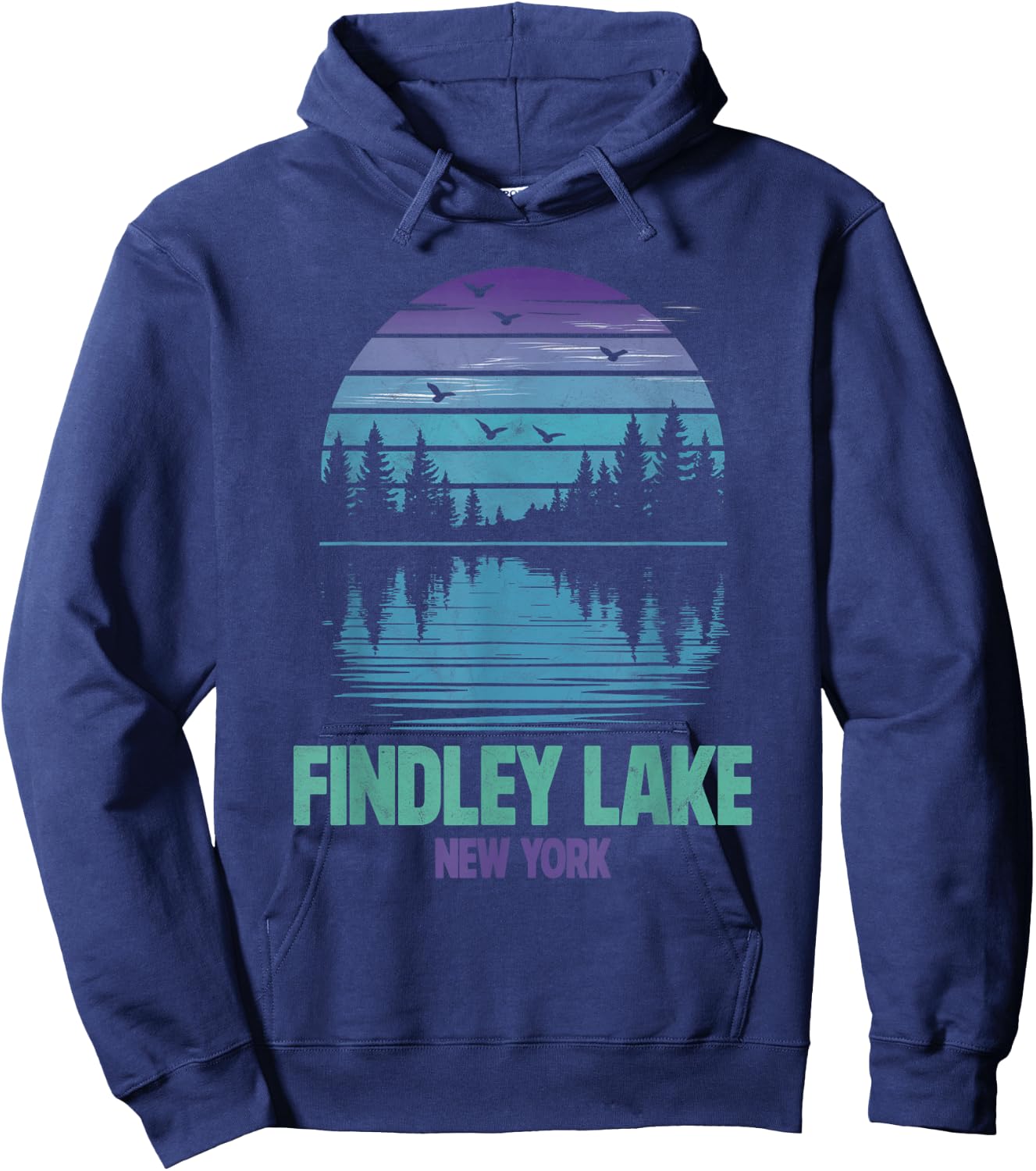 Findley Lake New York Outdoors Vintage Hoodie - Hoodie | Navy
