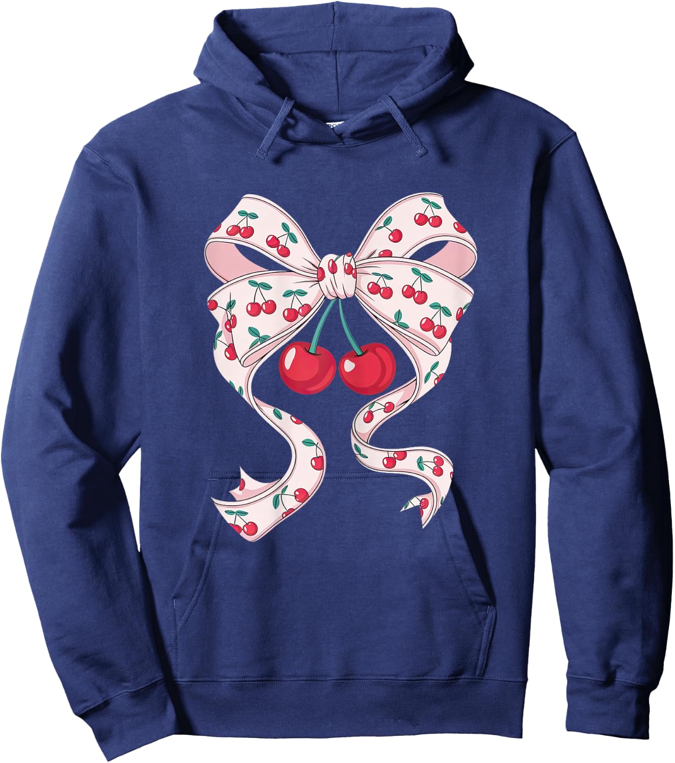 Pretty Pink Bow Woman Cute Cherries Cute Hoodie - Hoodie | Navy