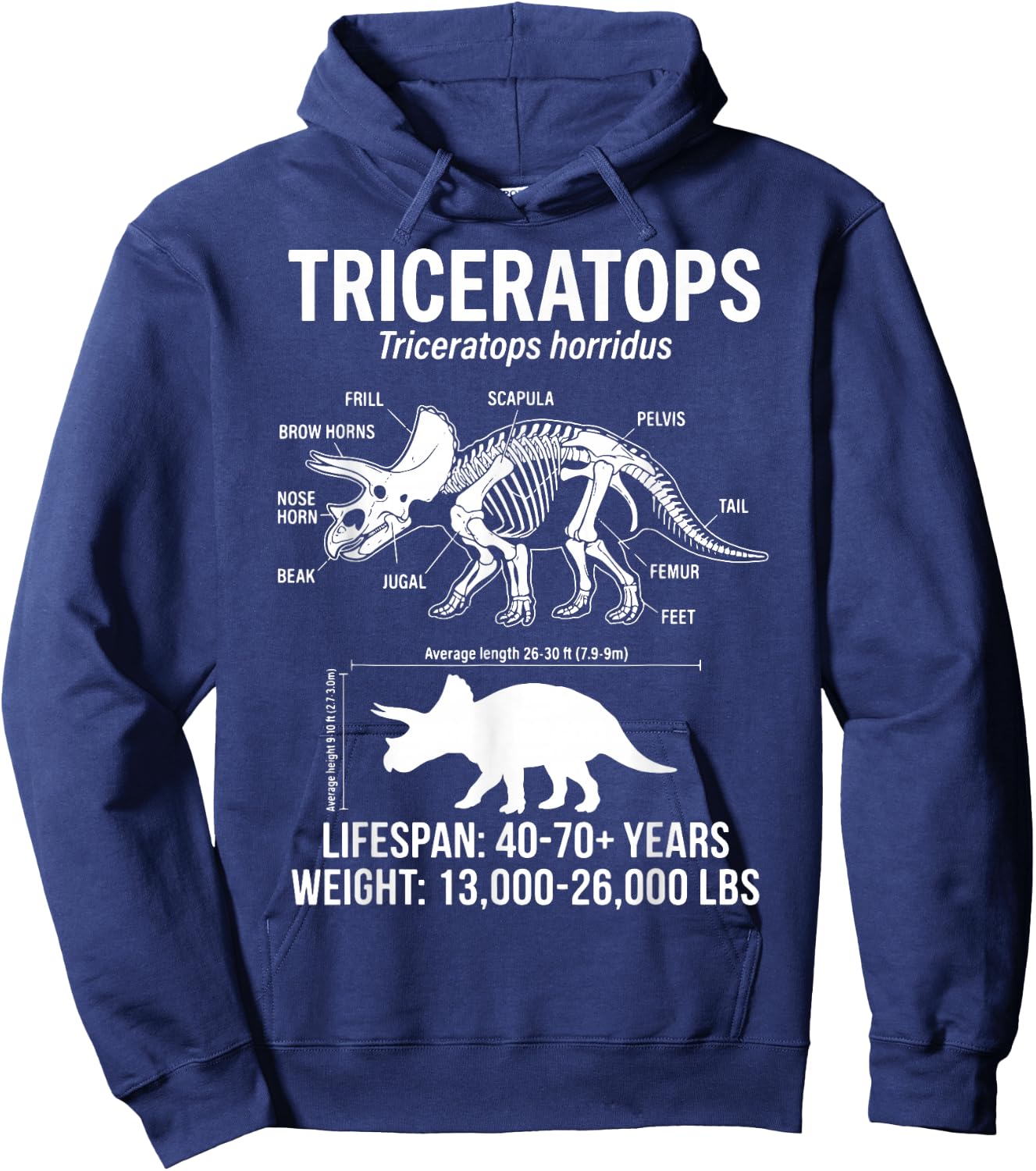 Triceratops Diagram Hoodie - Hoodie | Navy