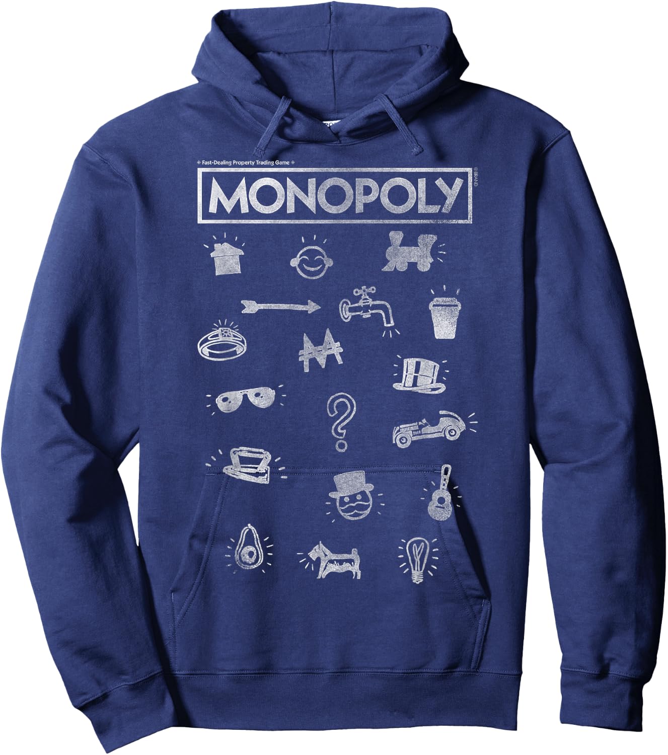 Monopoly Classic Game Piece Icons & Logo Hoodie - Hoodie | Navy