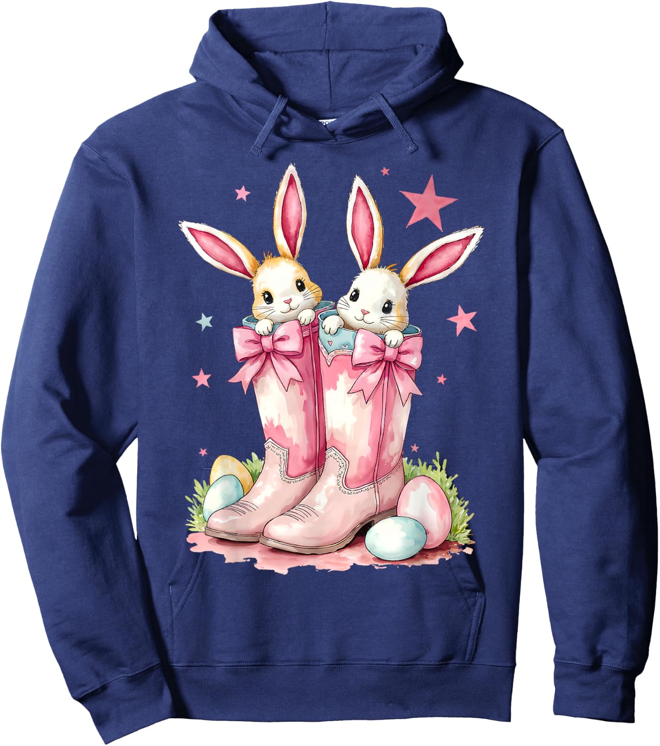 Howdy Easter Western Easter Bunny Cowboy Boots Hoodie - Hoodie | Navy