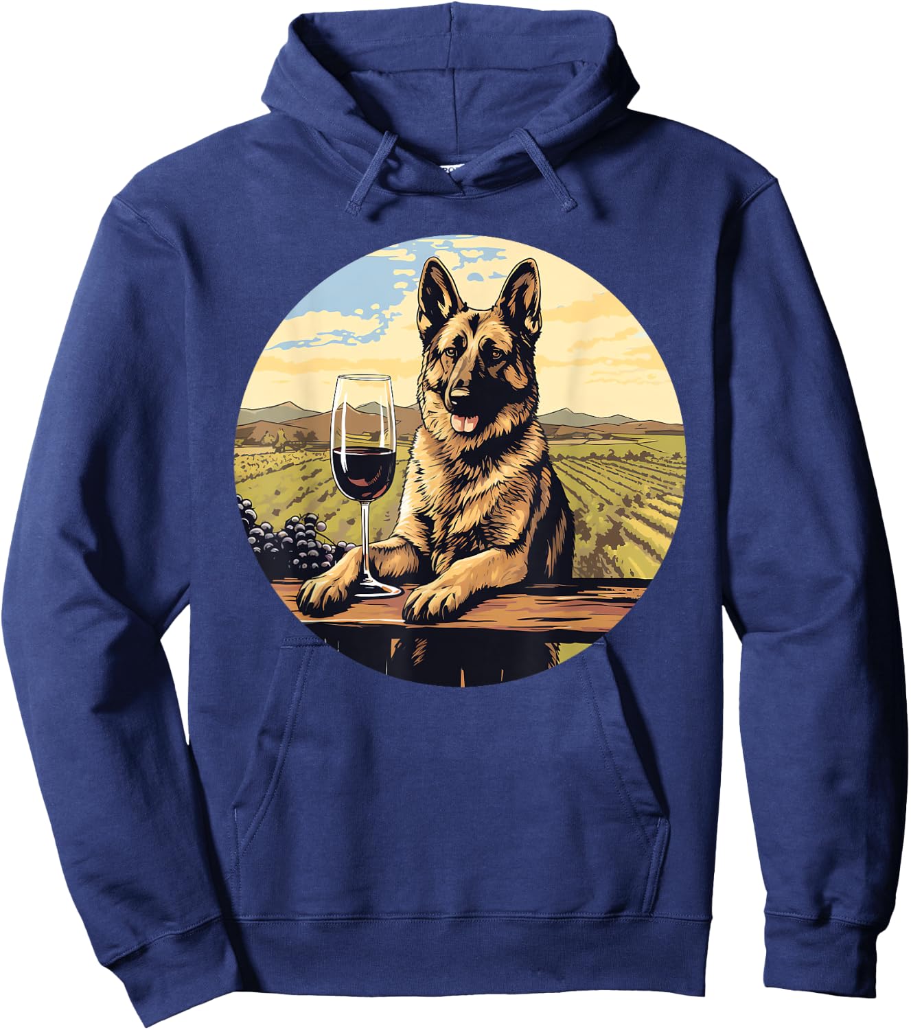 German Shepherd Wine Funny Dog Vineyard Hoodie - Hoodie | Navy