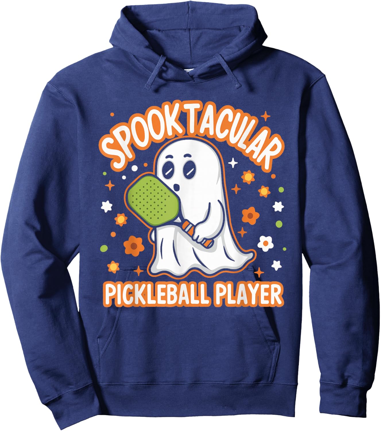 Spooktacular Pickleball Player Ghost Pumpkin Hoodie - Hoodie | Navy