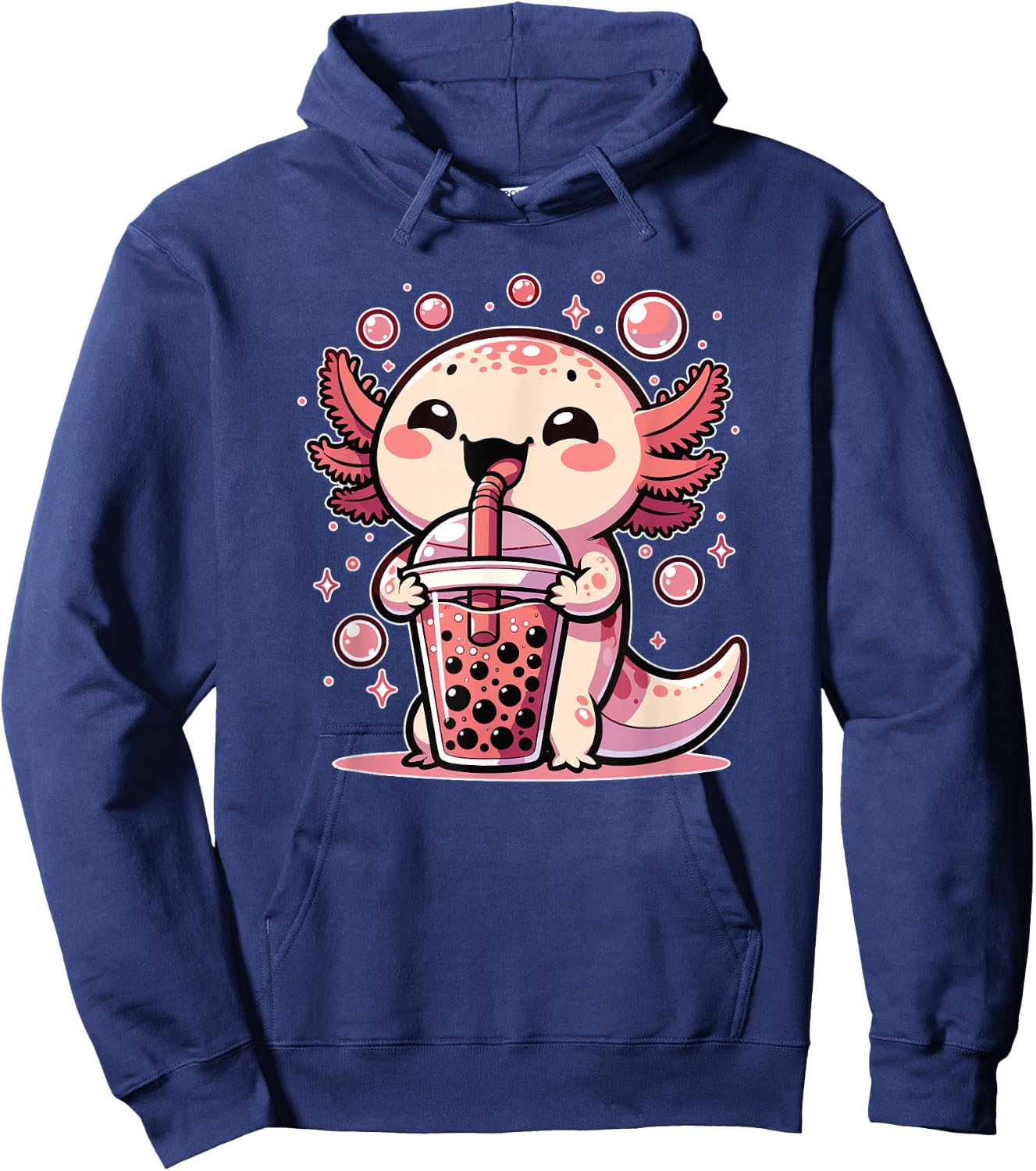 Kawaii Axolotls Bubble Tea Boba Axolotl Hoodie - Hoodie | Navy