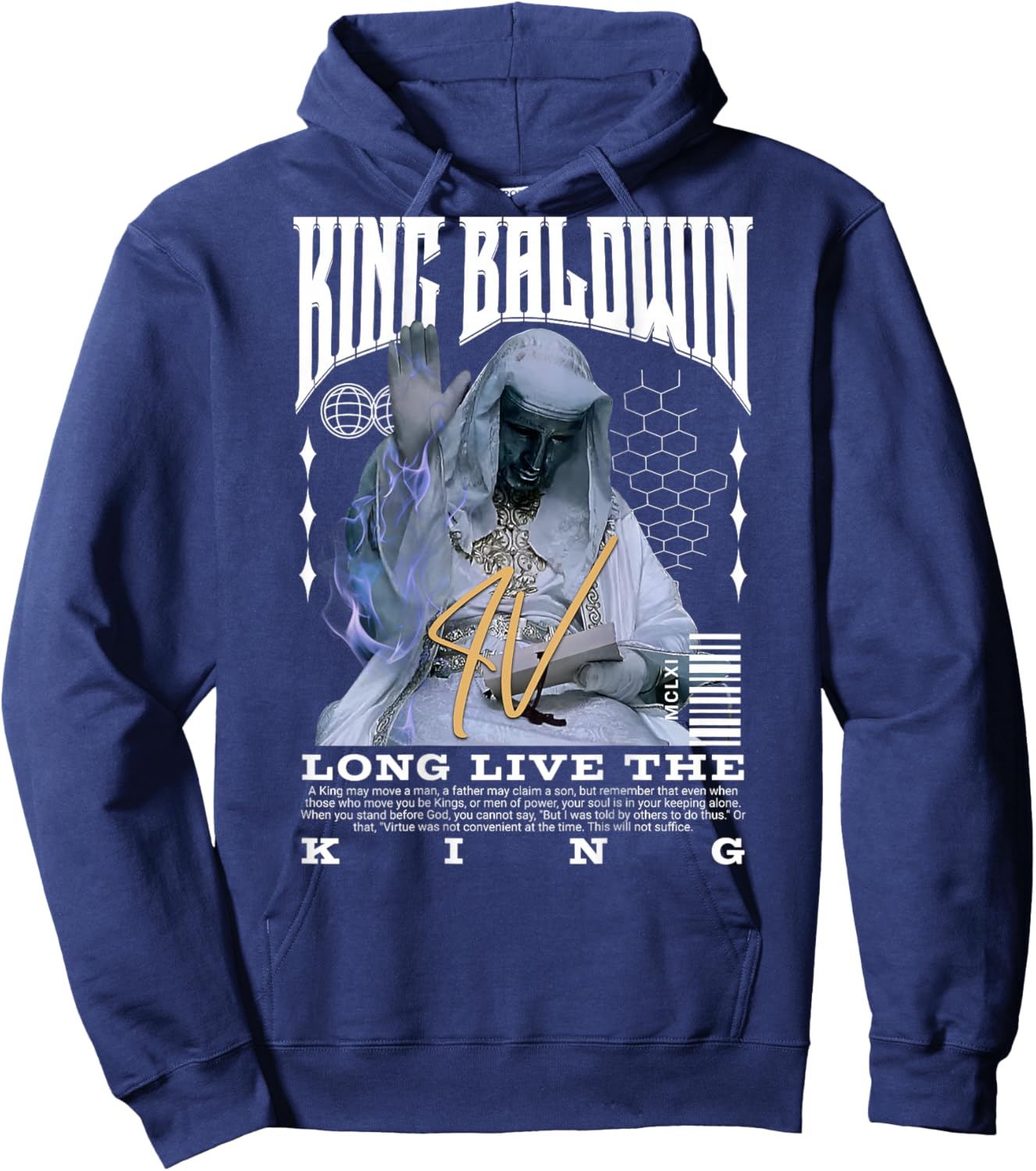 BACKPRINT King Baldwin IV , black Hoodie - Hoodie | Navy