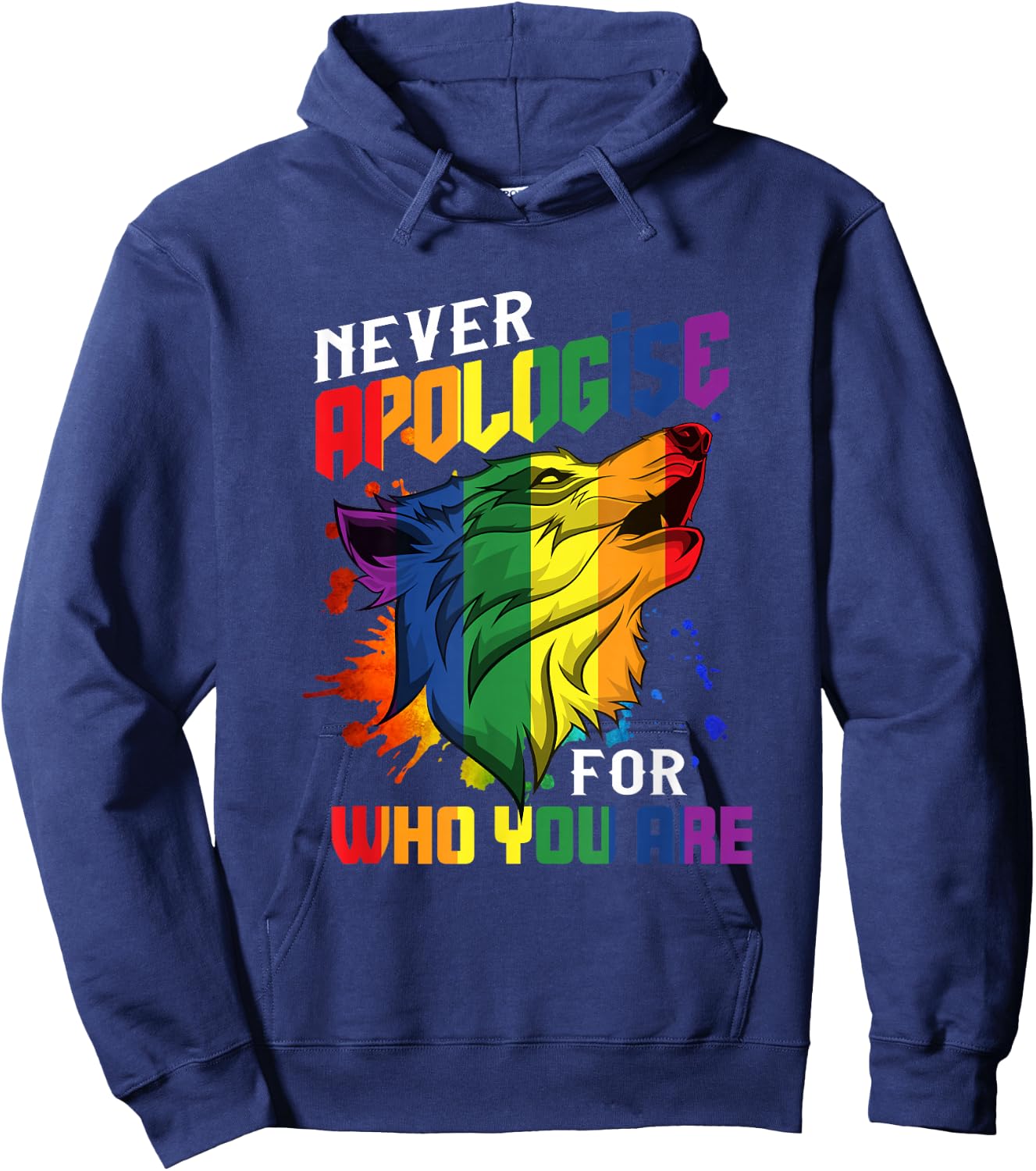 Schwule Wölfe Rainbow Wolfs Skin Gay Pride LGBT Hoodie - Hoodie | Navy